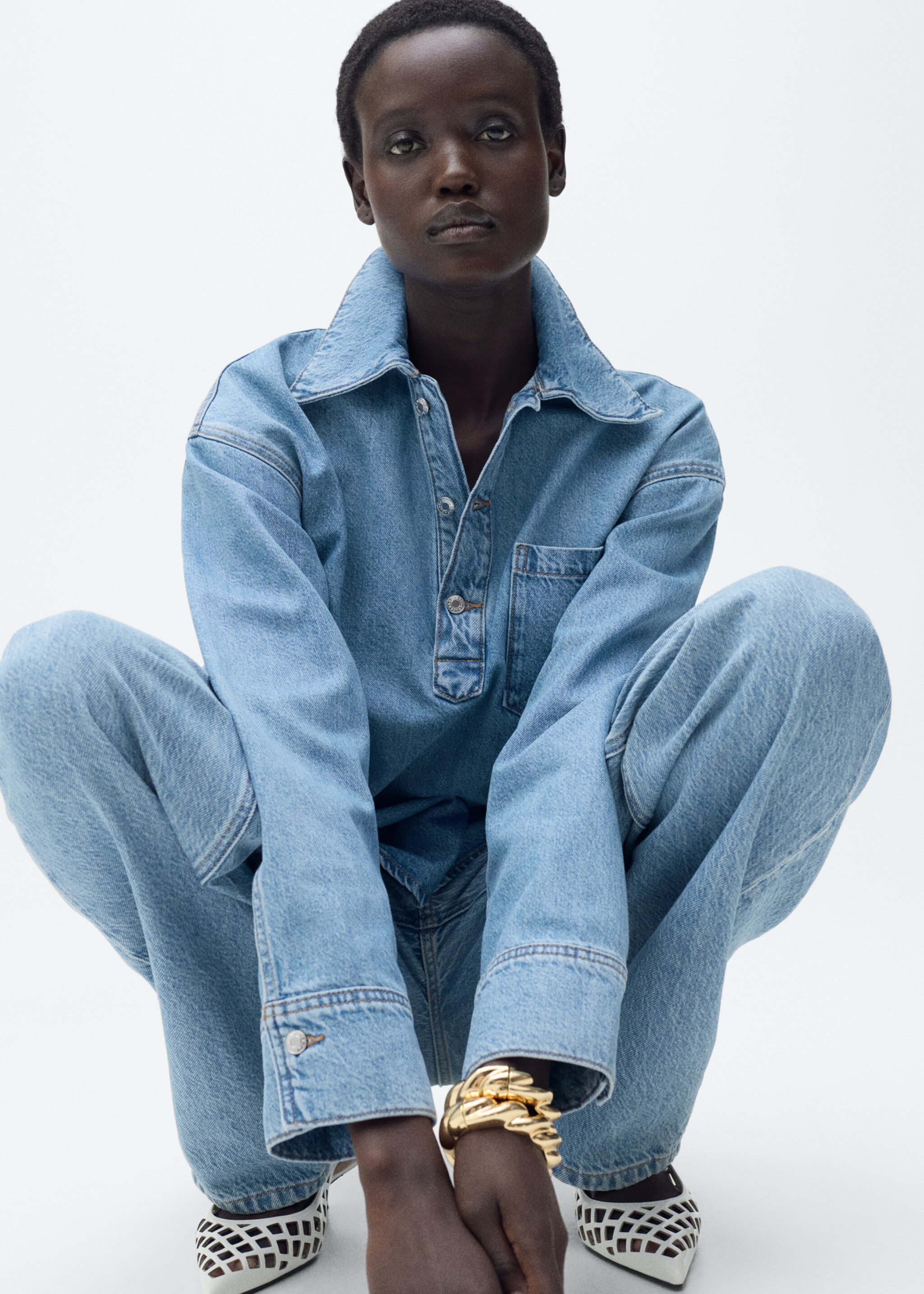 Denim blouse with pocket - Details of the article 2