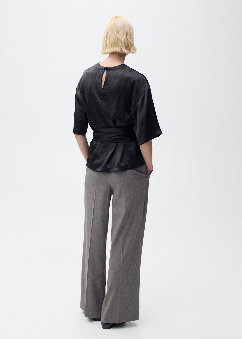 Satin blouse with belt