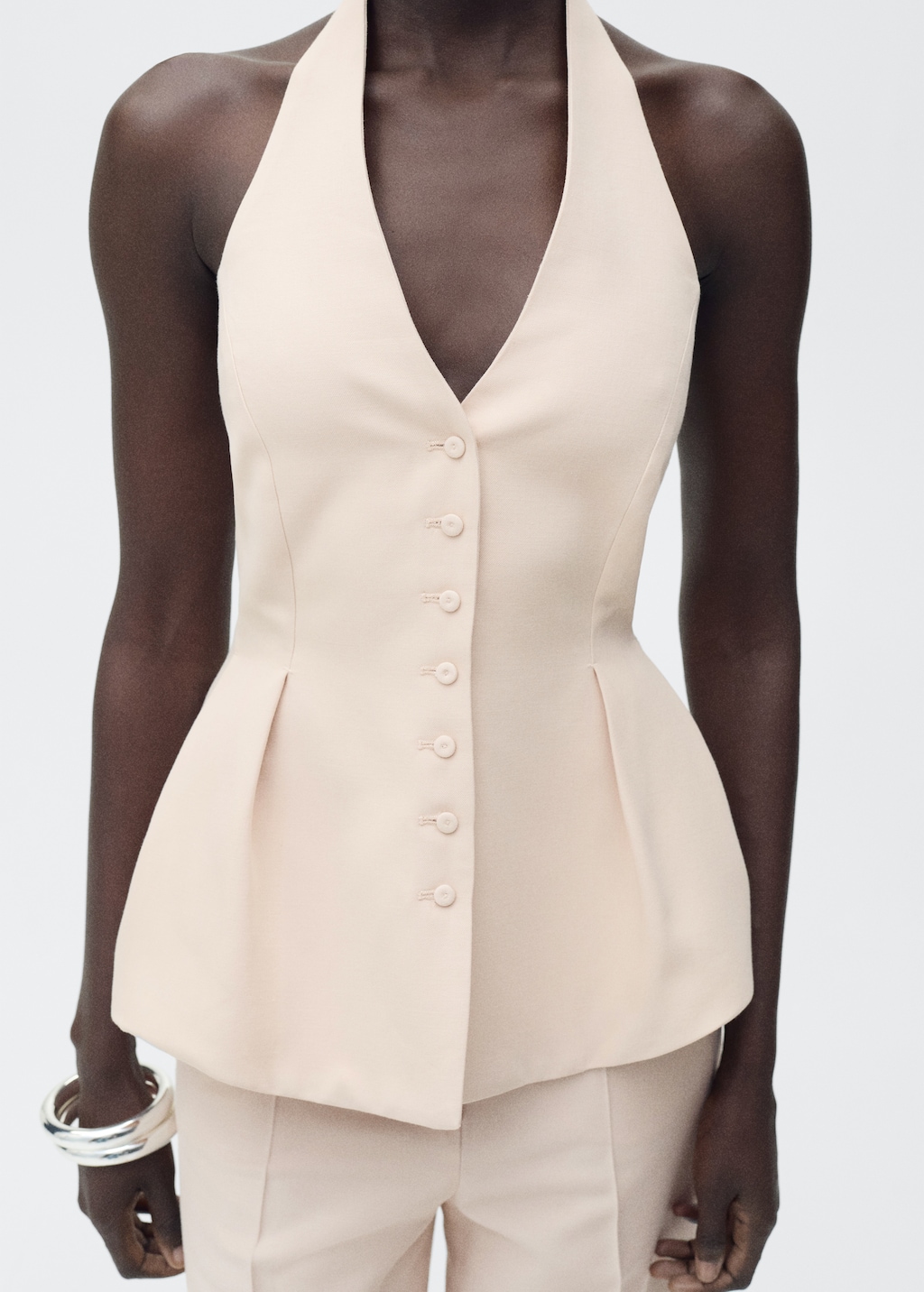 Halter-neck vest with pleats - Women | MANGO USA Halter-neck vest with pleats - Women | MANGO USA