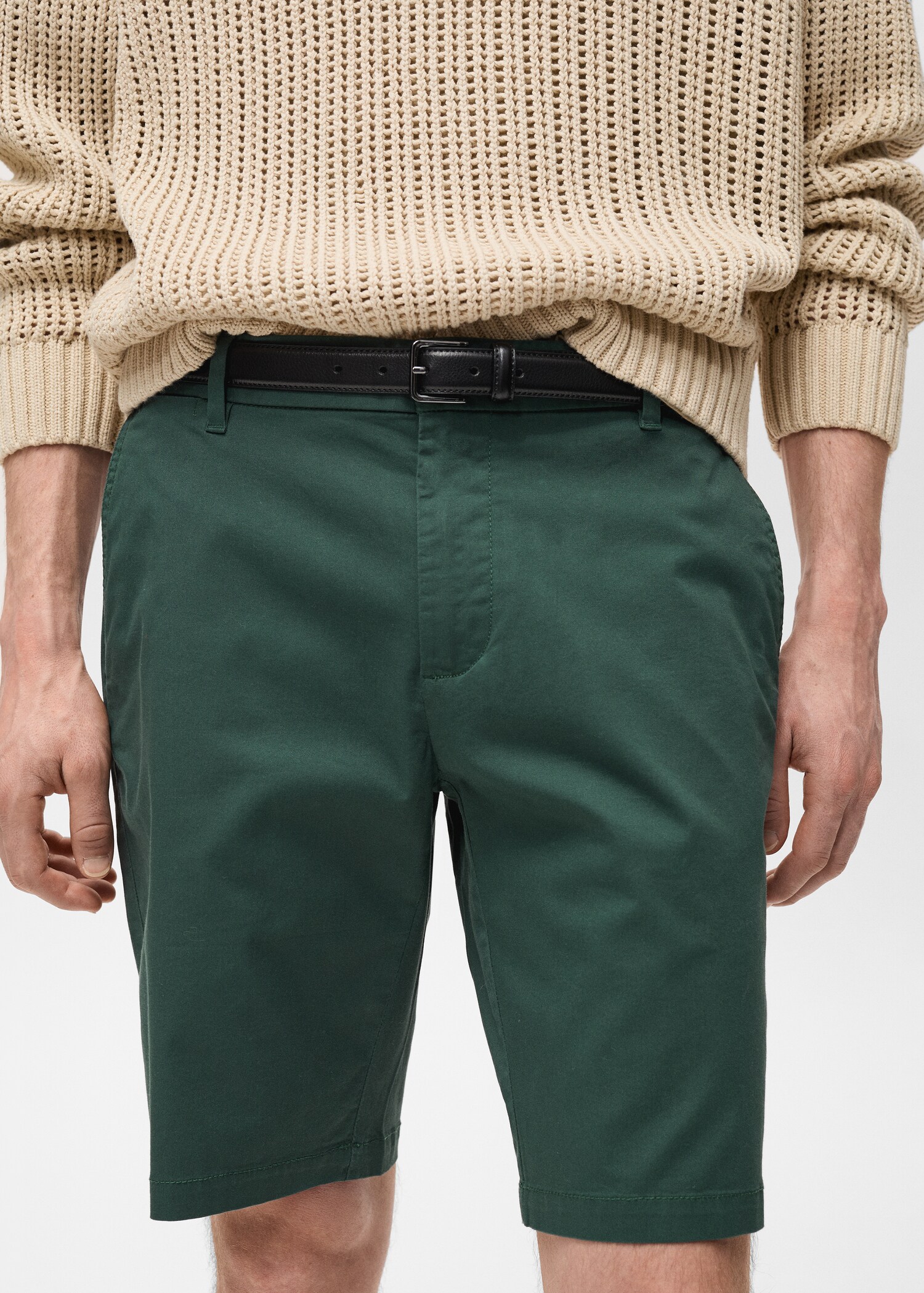 Slim-fit chino cotton bermuda shorts - Details of the article 1