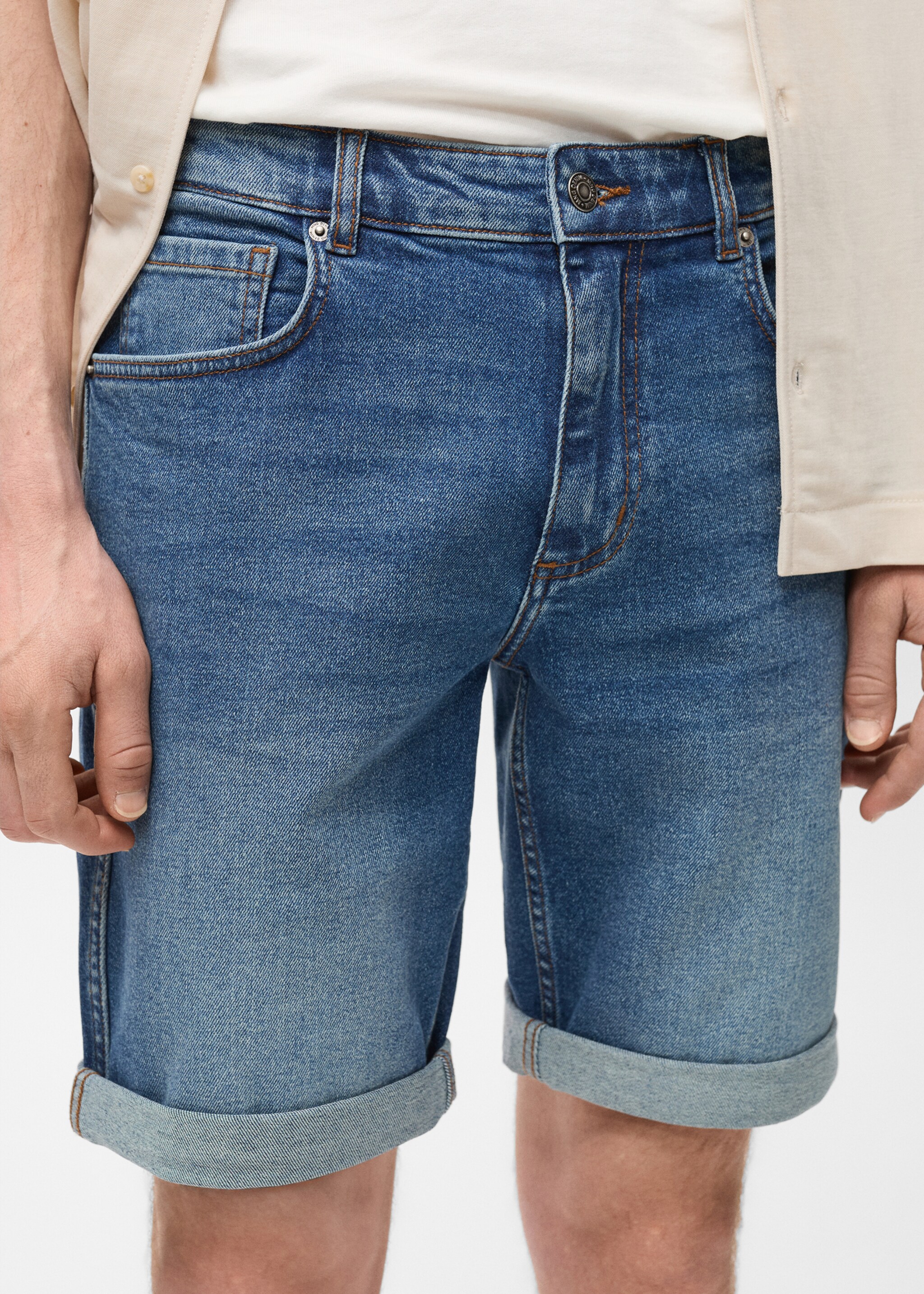 Slim-fit denim bermuda shorts - Details of the article 1