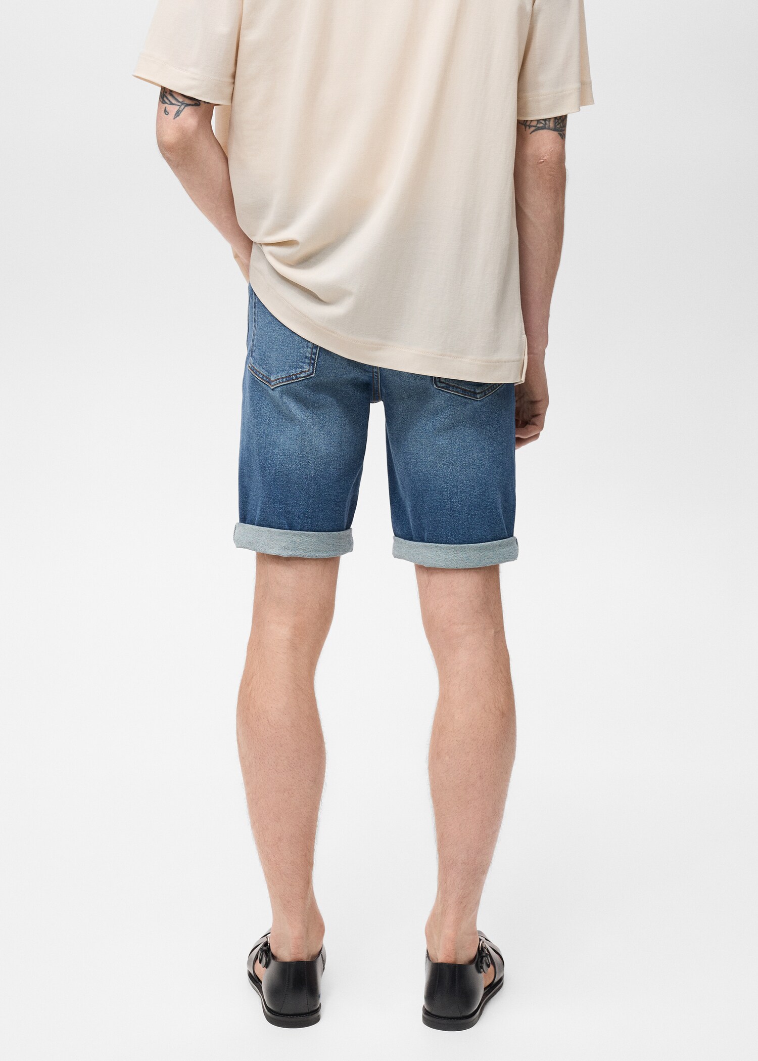 Slim-fit denim bermuda shorts - Reverse of the article
