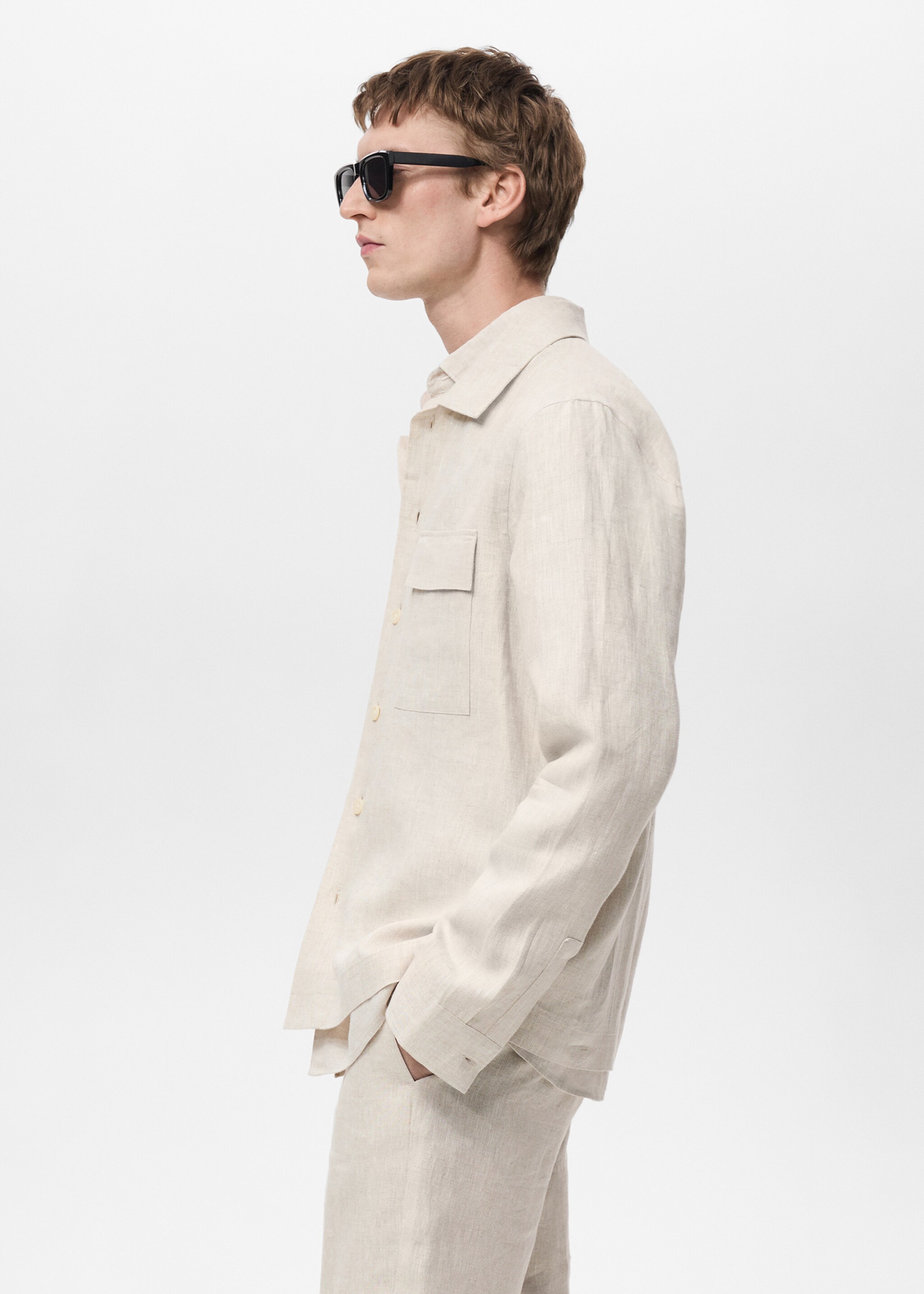 100% linen overshirt with pockets - Details of the article 2