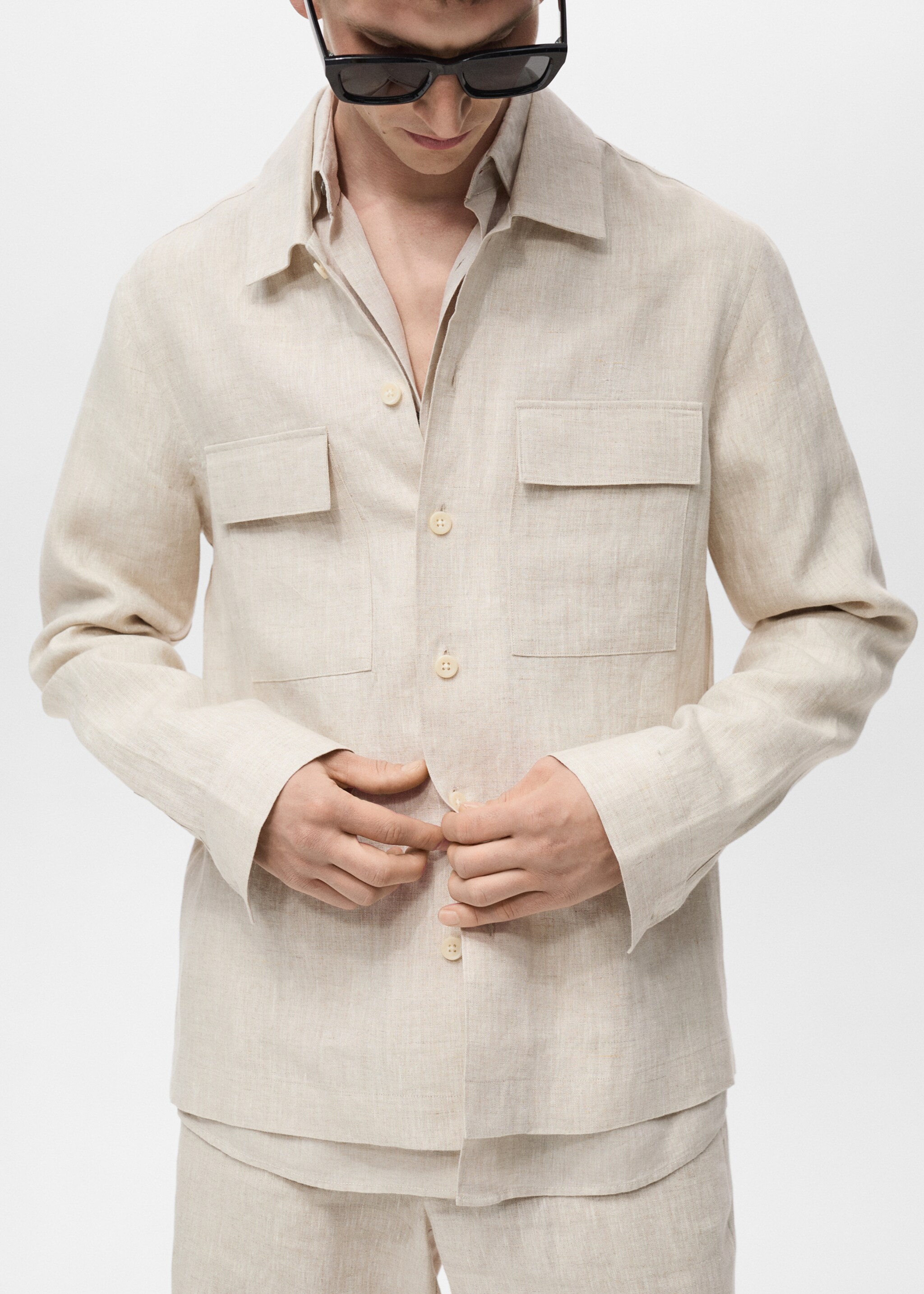 100% linen overshirt with pockets - Details of the article 6