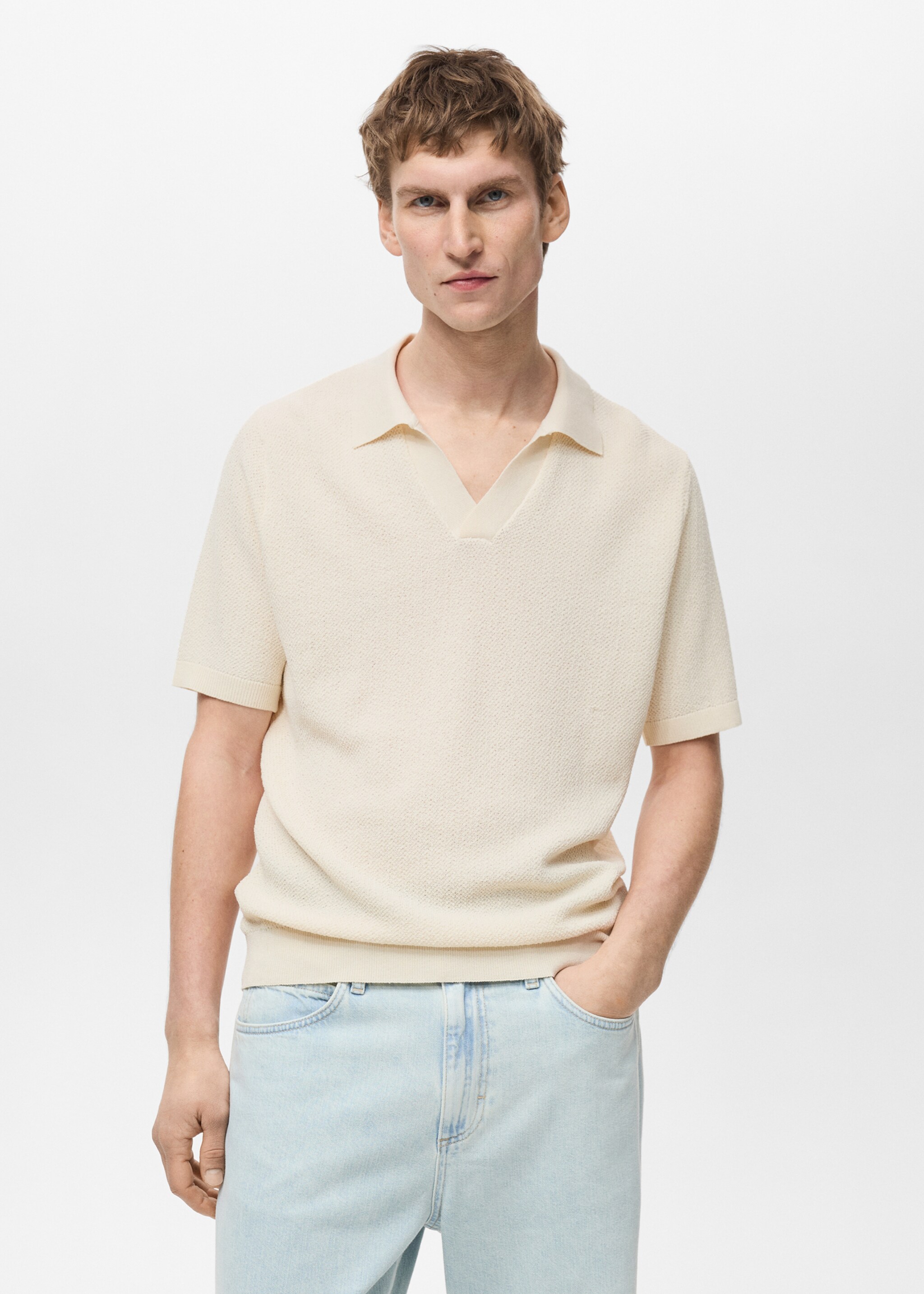 Feinstrick-Poloshirt - Mittlere Ansicht