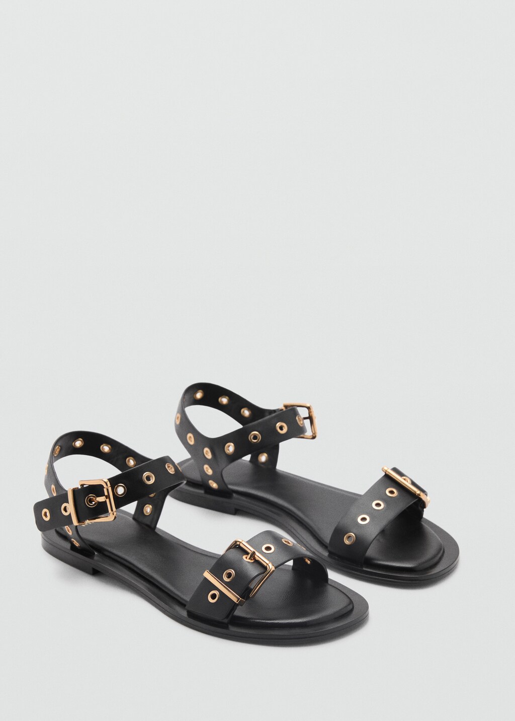 Strap sandals with buckles and eyelet details - image 3