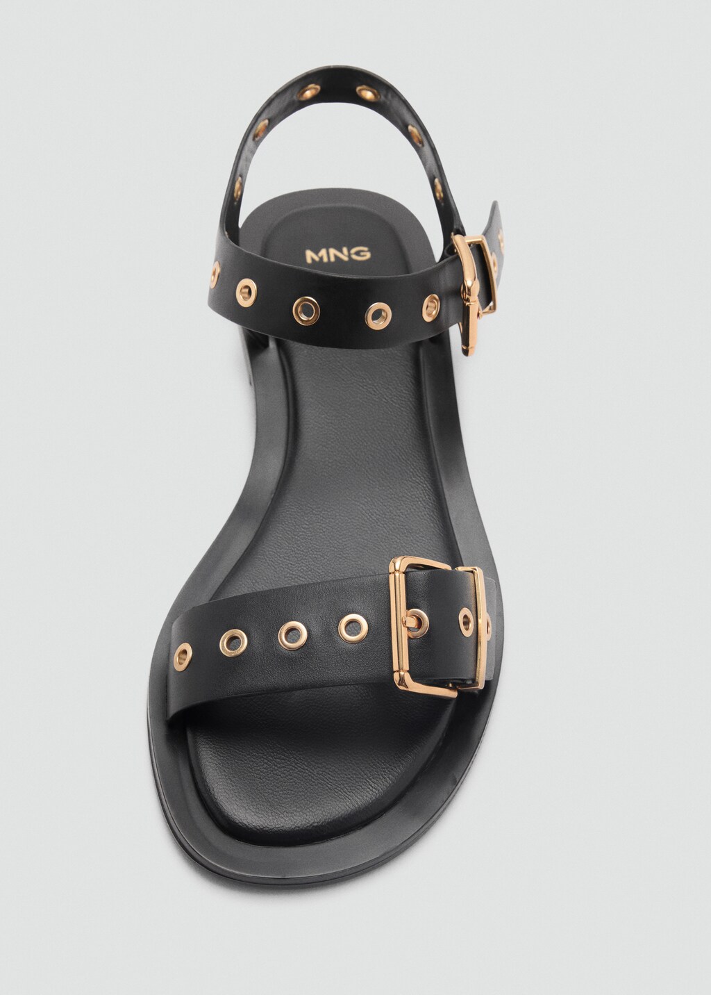Strap sandals with buckles and eyelet details