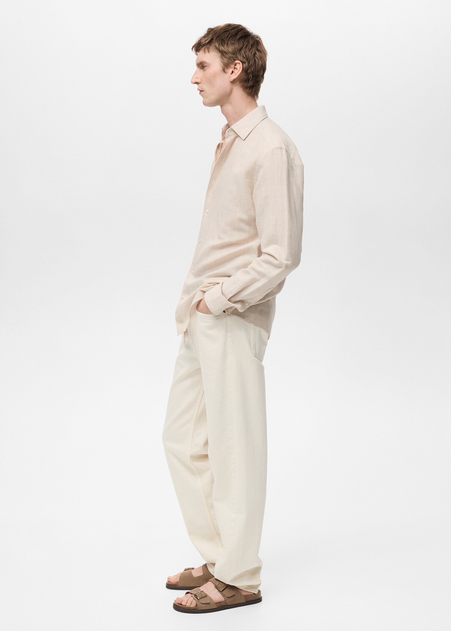 Linen pinstripe shirt - Details of the article 1
