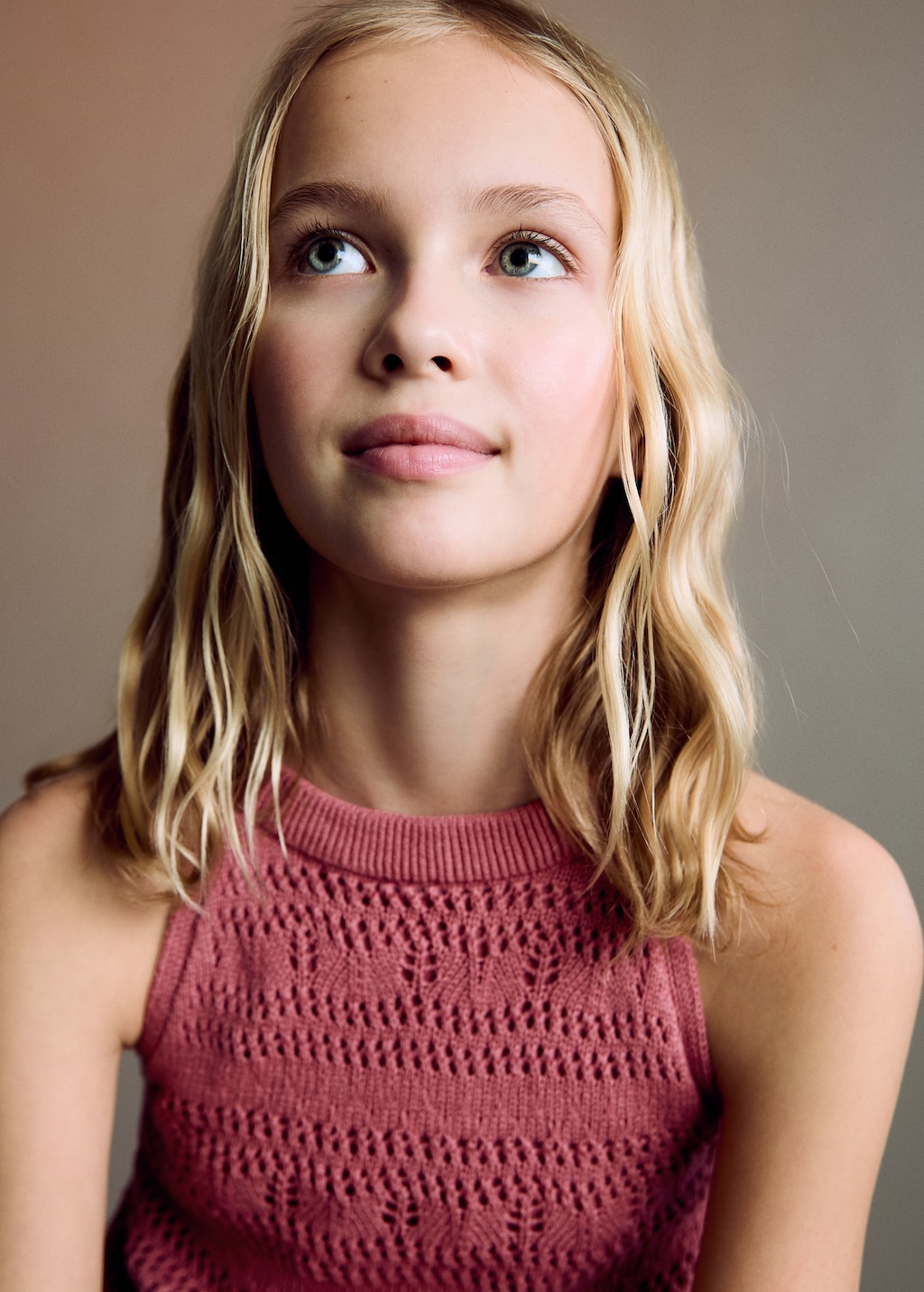 Openwork knit cotton top