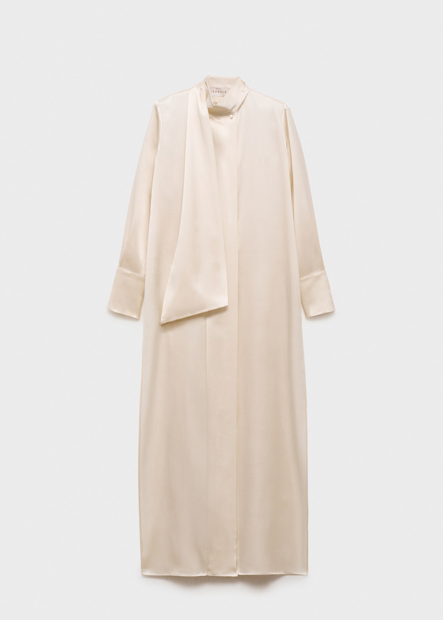 Cape-style silk dress with bow neck - Article without model