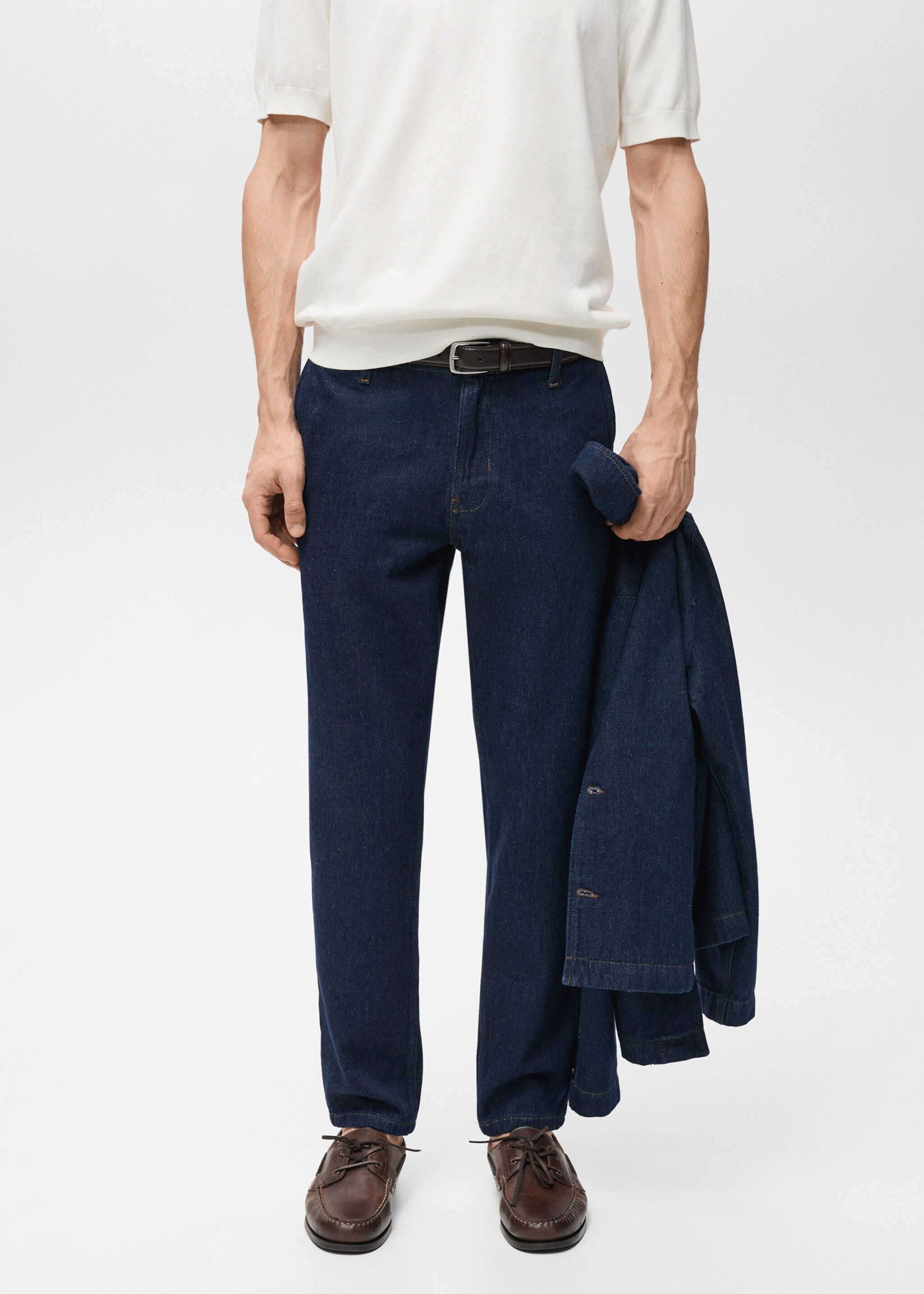 Regular-fit dark-wash jeans - Medium plane