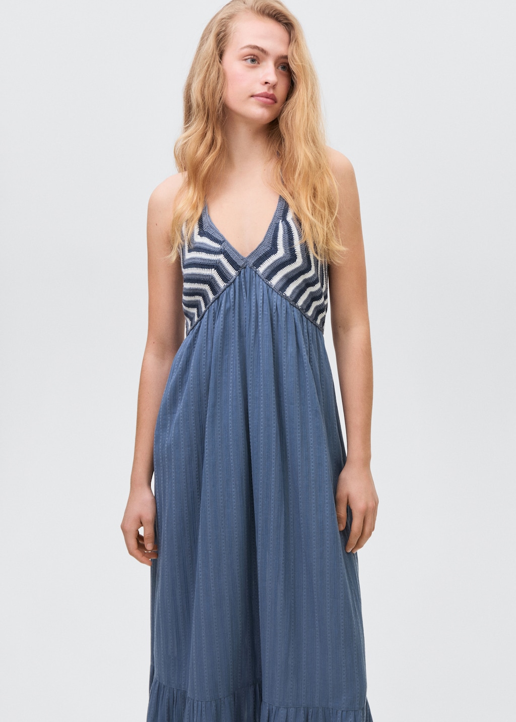 Maxi-dress with crochet panel - Teen | MANGO USA