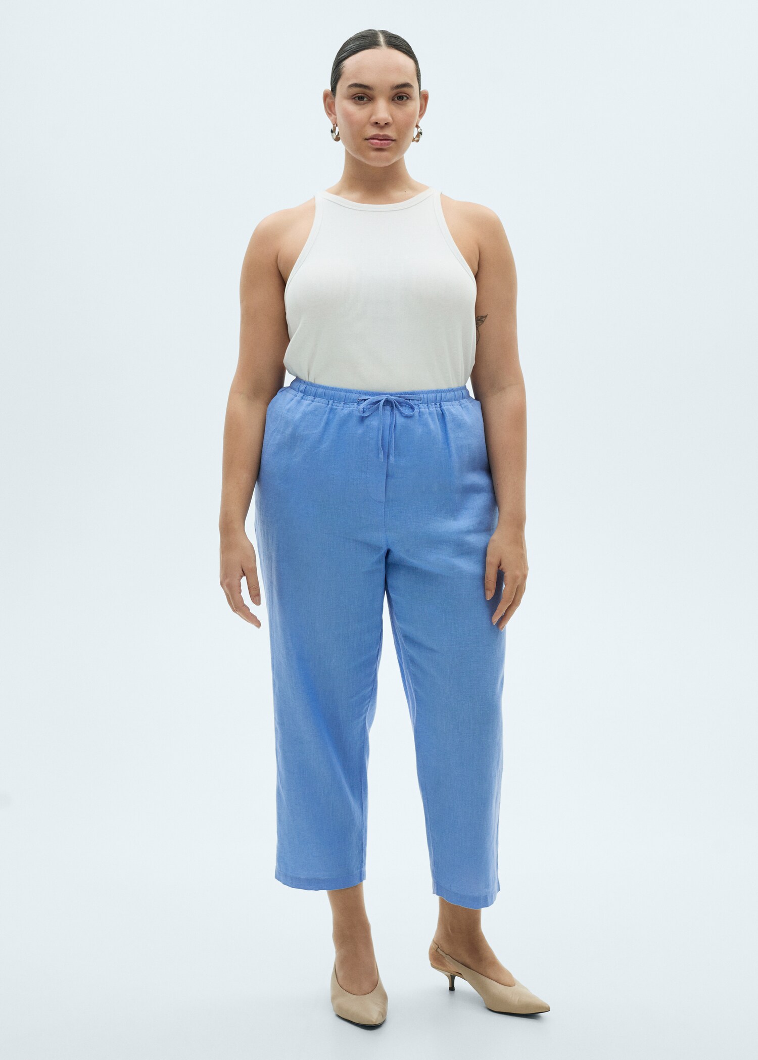 Straight linen-blend trousers - Details of the article 3
