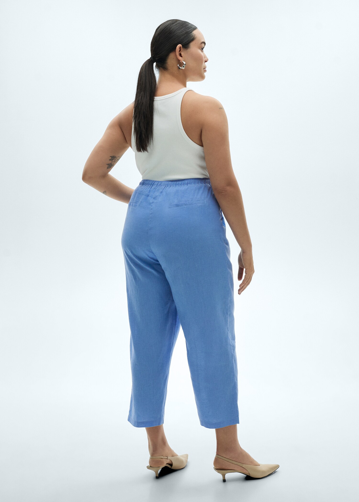 Straight linen-blend trousers - Details of the article 4