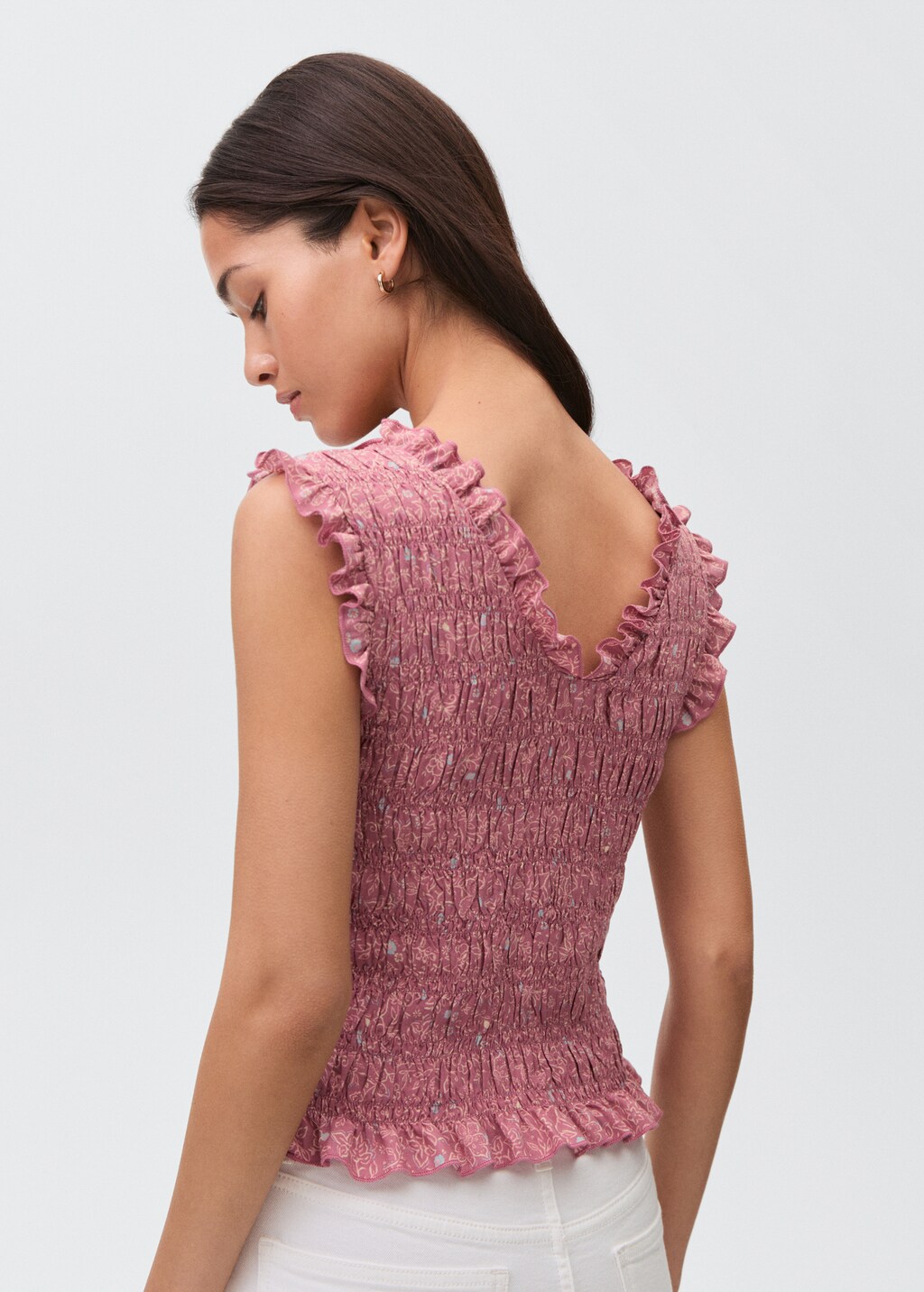Wrinkled effect V-neck top - Teen | MANGO USA Wrinkled effect V-neck top - Teen | MANGO USA