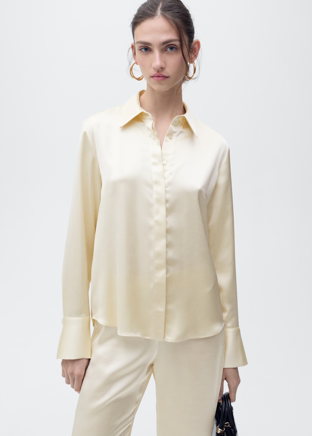 Mango Satin shirt with hidden buttons