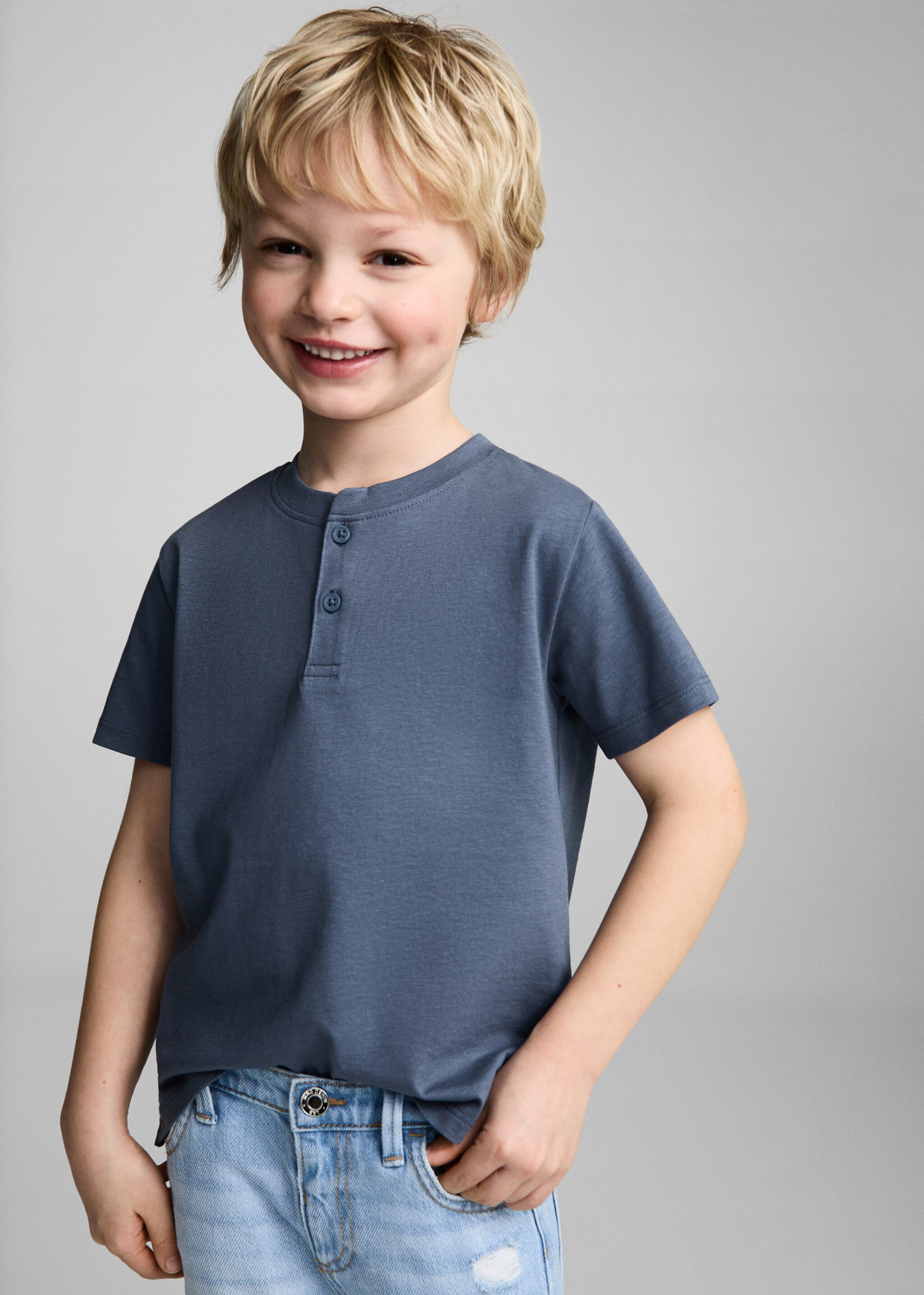 Camiseta algodón botones - Plano medio