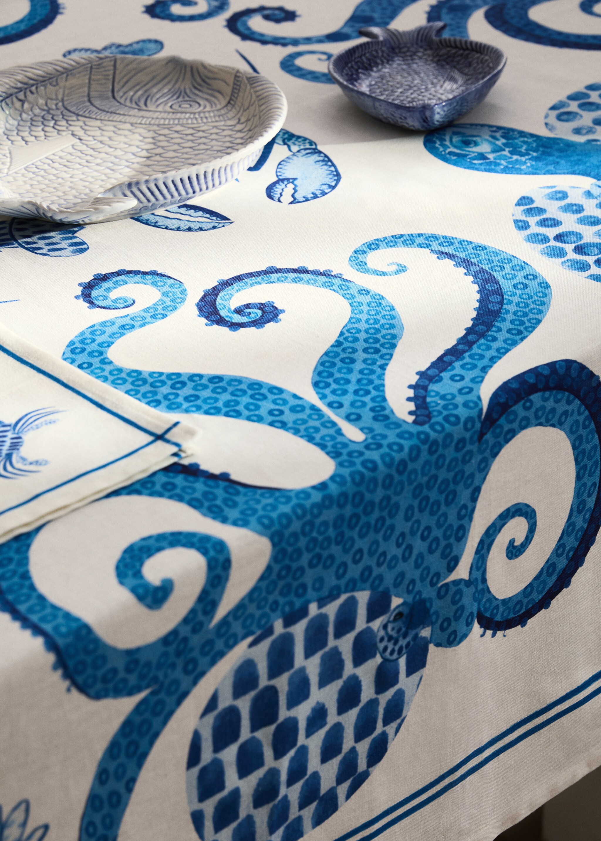 Linen marine-print tablecloth for 6 to 8 diners - Dettaglio dell'articolo 7