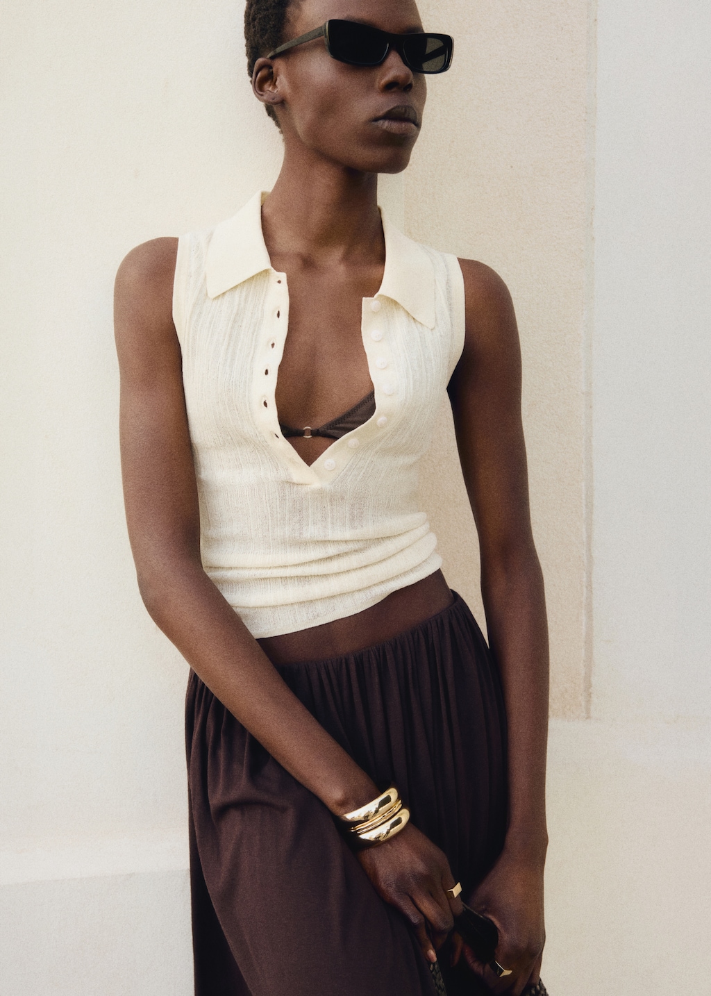 Polo-neck knitted top - Women | MANGO USA Polo-neck knitted top - Women | MANGO USA
