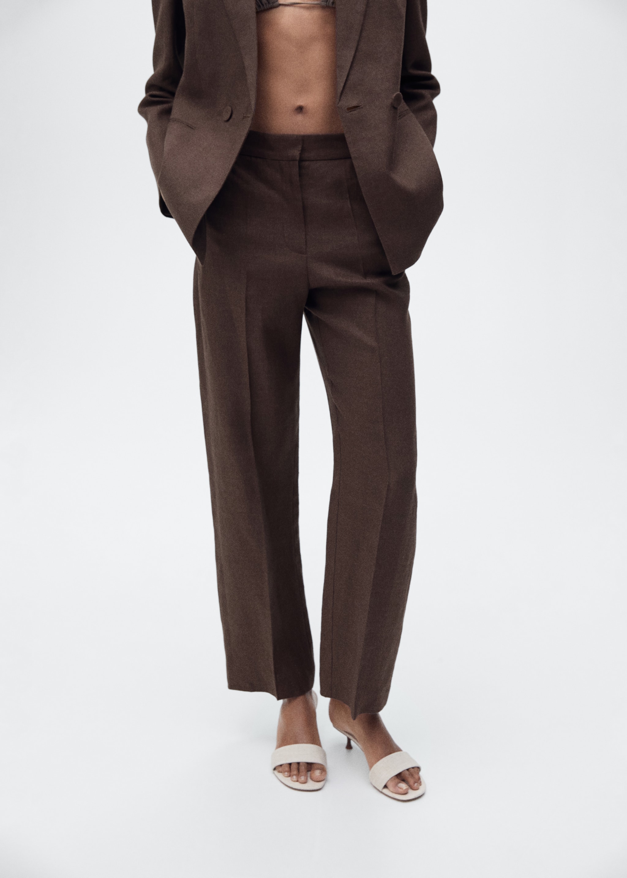 Straight-fit linen suit trousers - Details of the article 2