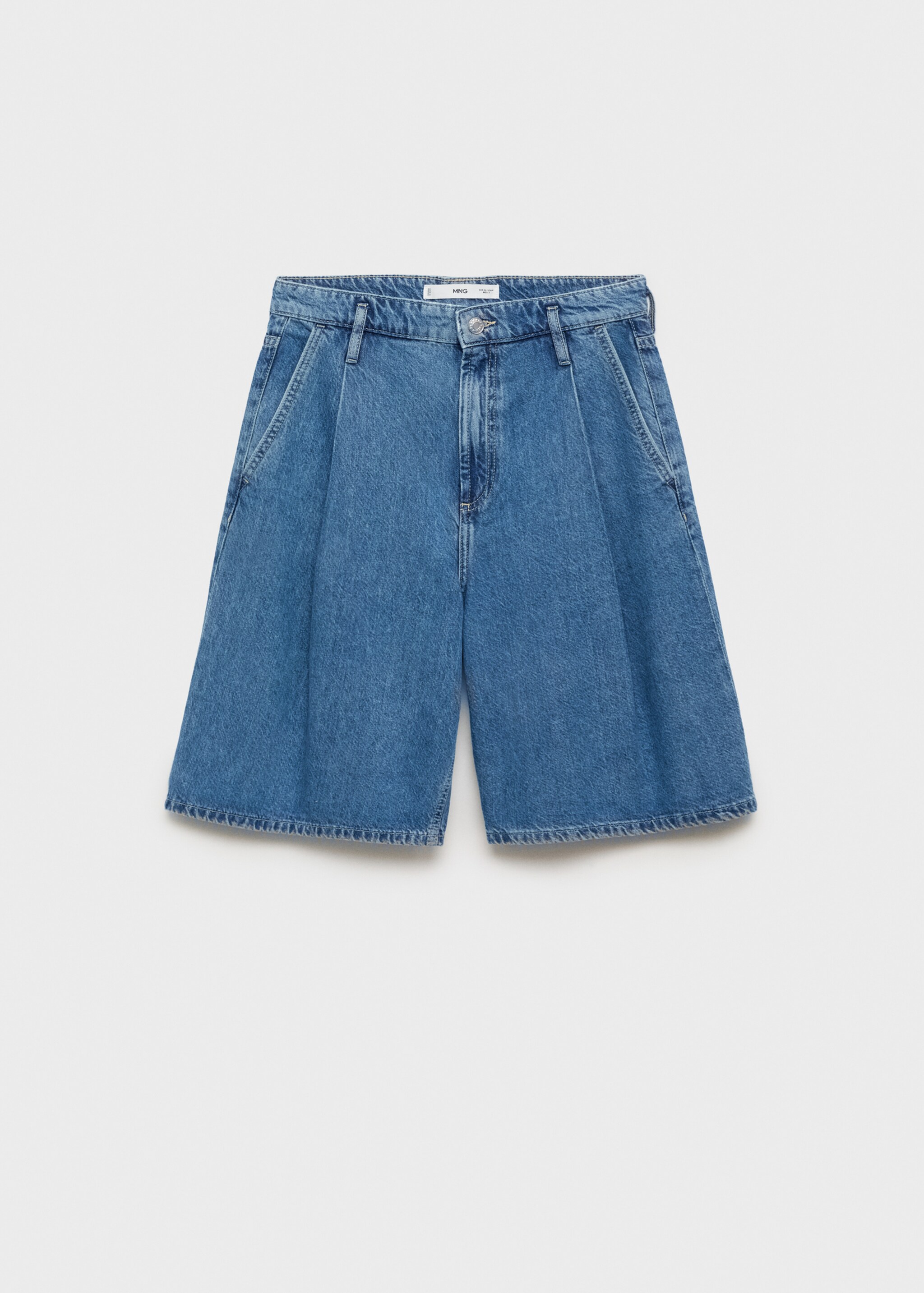 Wideleg denim jorts with pleats - Article without model
