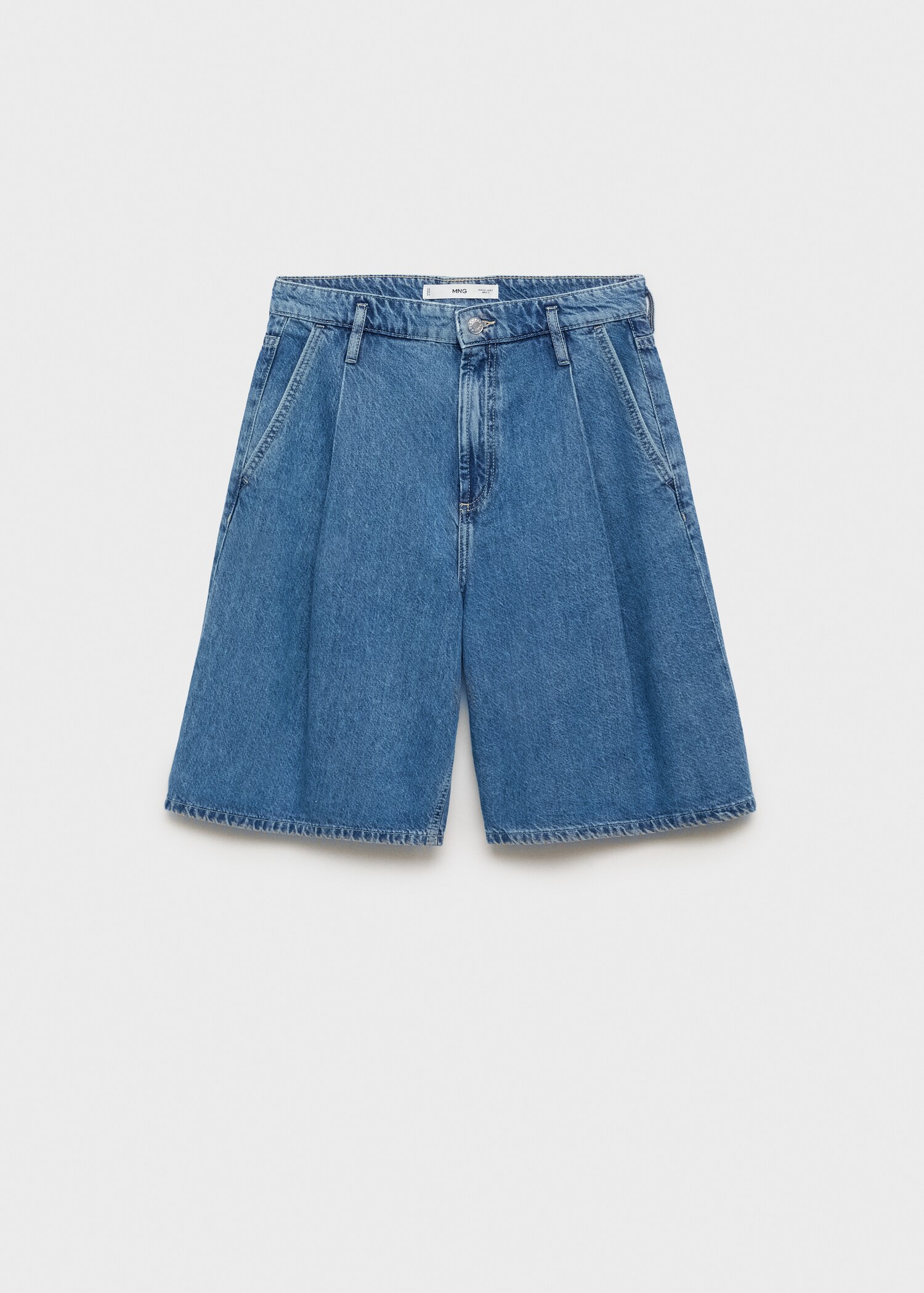 Wideleg denim jorts with pleats - Article without model