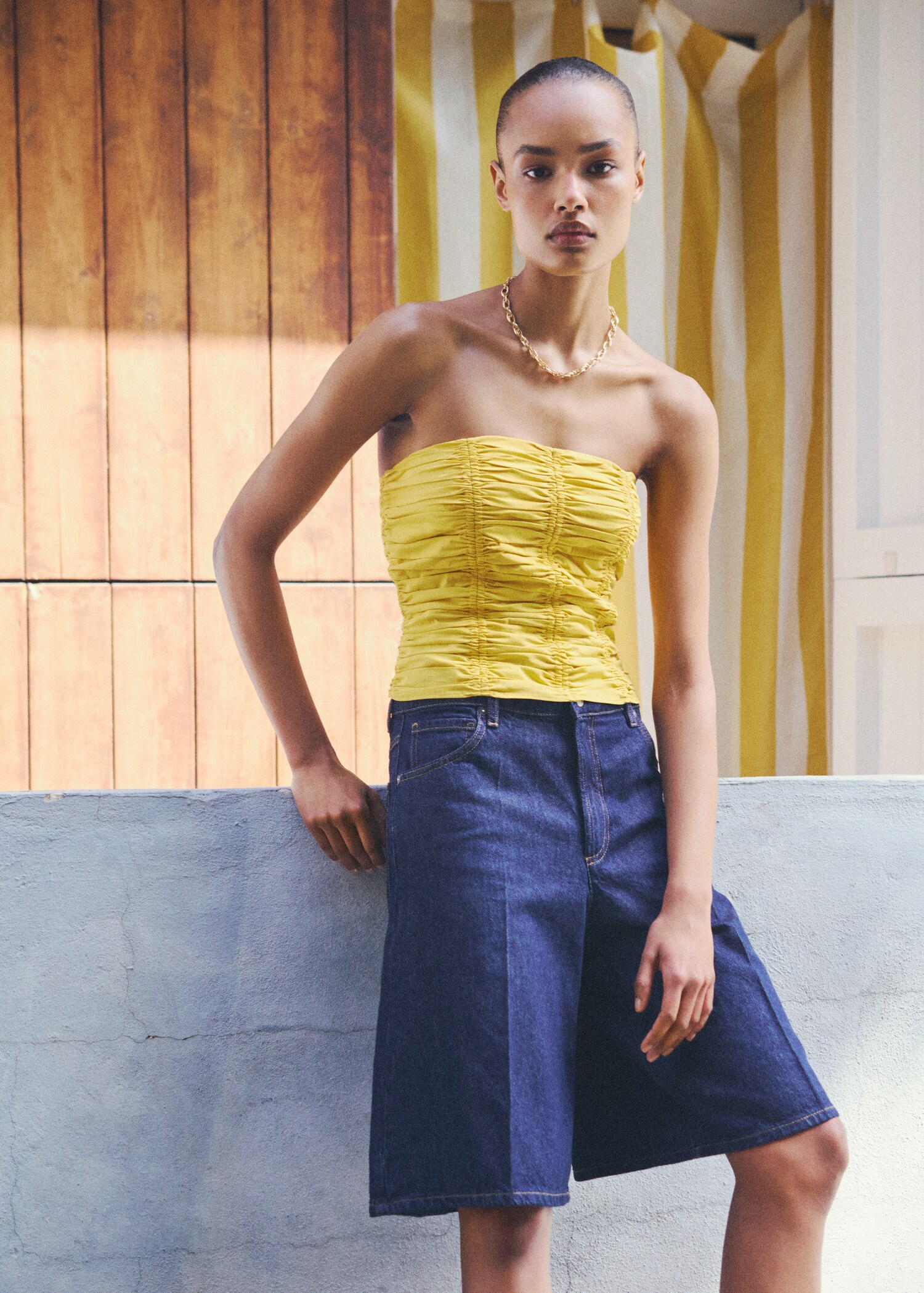 Short en jean droit taille haute rinse wash - Détail de l'article 6