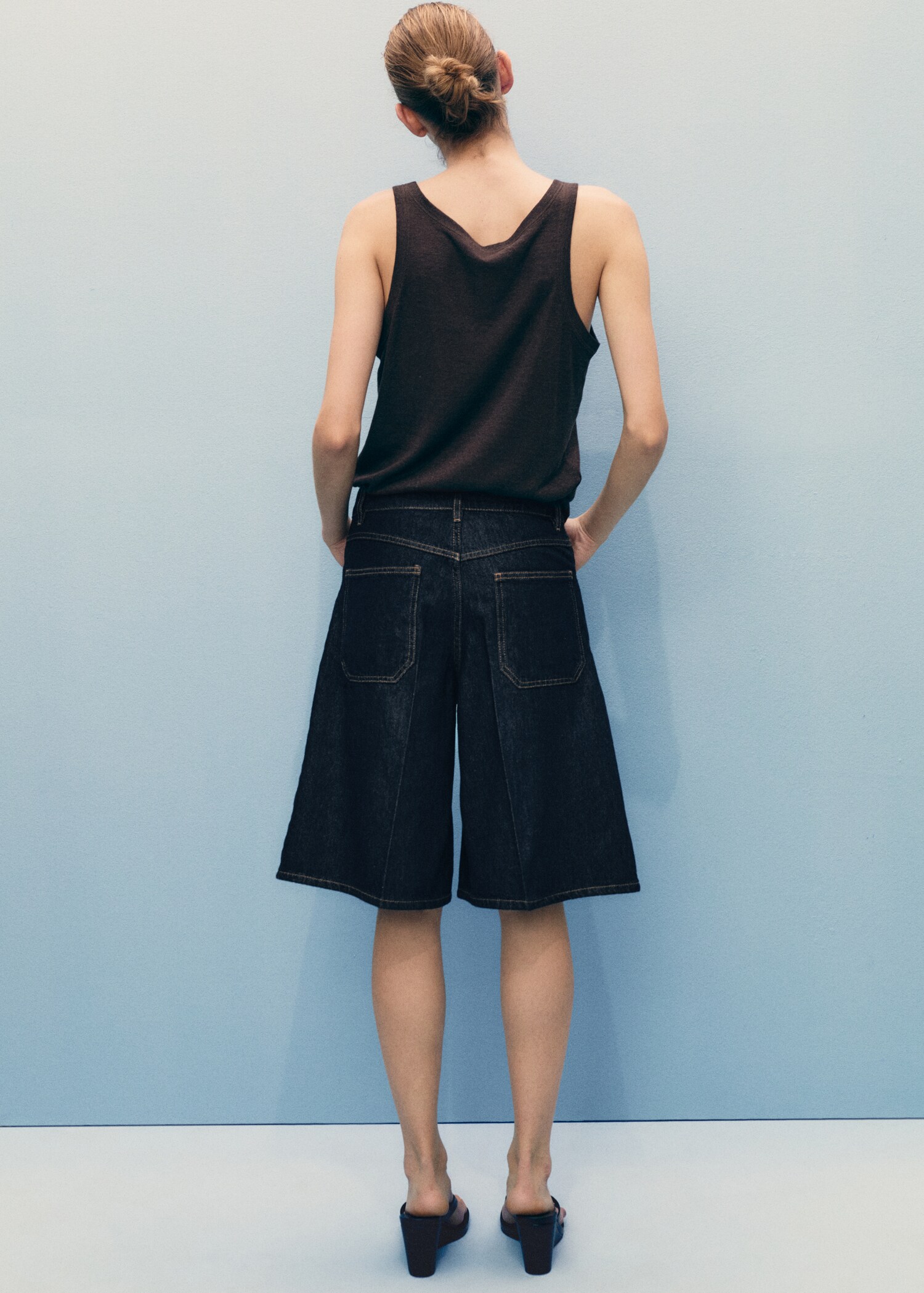 Short en jean droit taille haute rinse wash - Verso de l’article