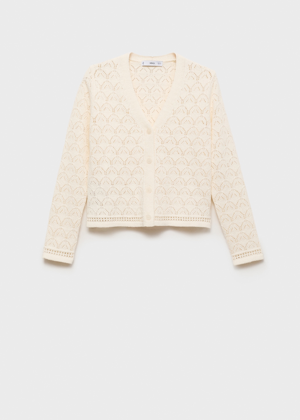 Knit cardigan with lace design