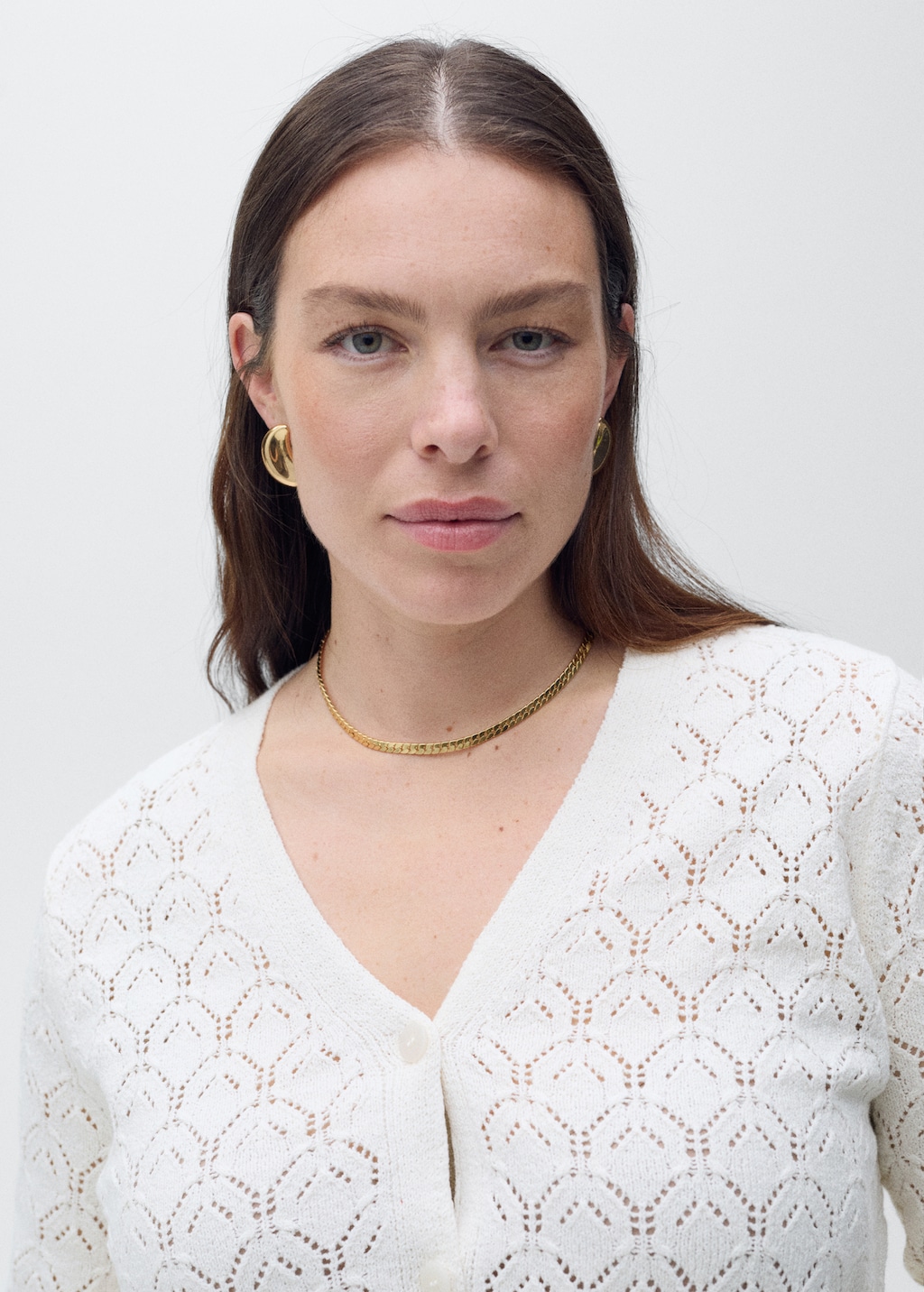 Knit cardigan with lace design