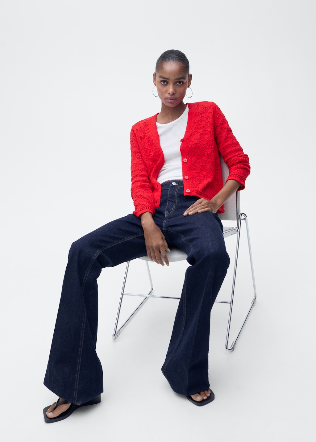 Mango Knit cardigan with lace design