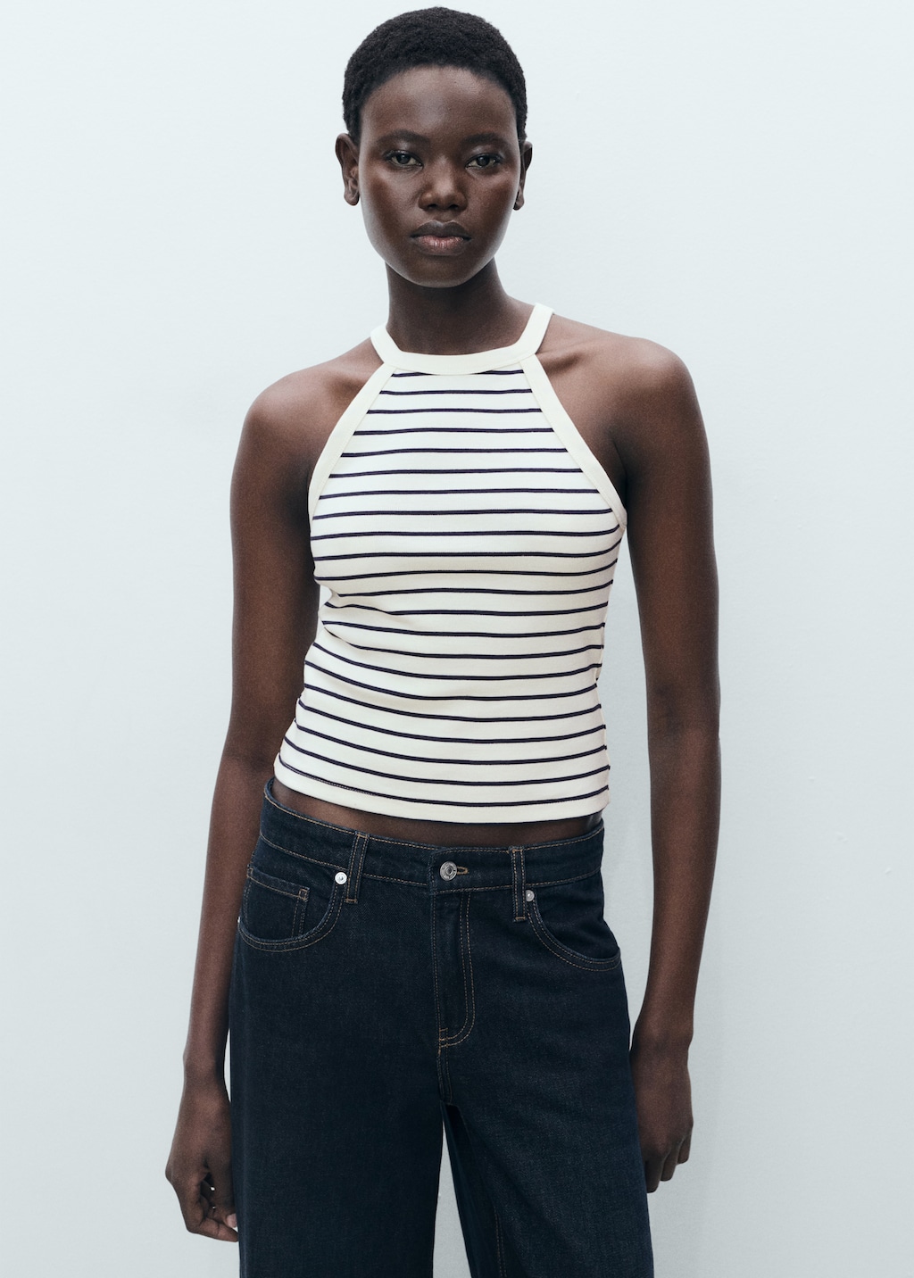 Striped halter-neck top