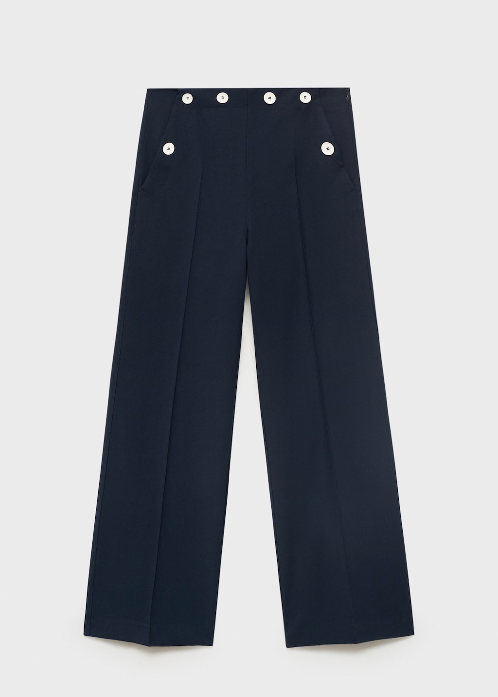 Straight-fit pants with contrasting buttons