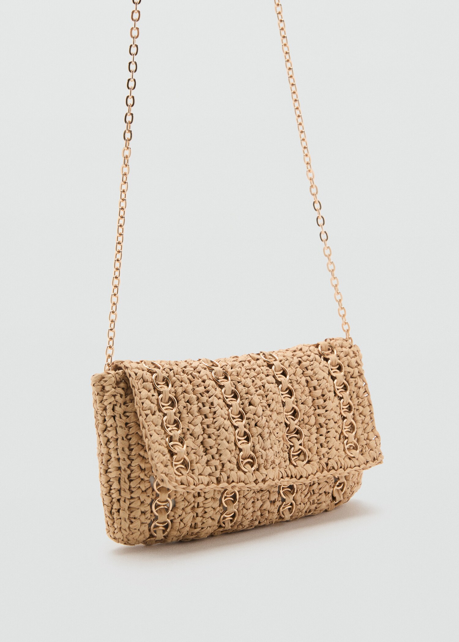 Bolso mano fibra natural anillas metálicas - Plano medio