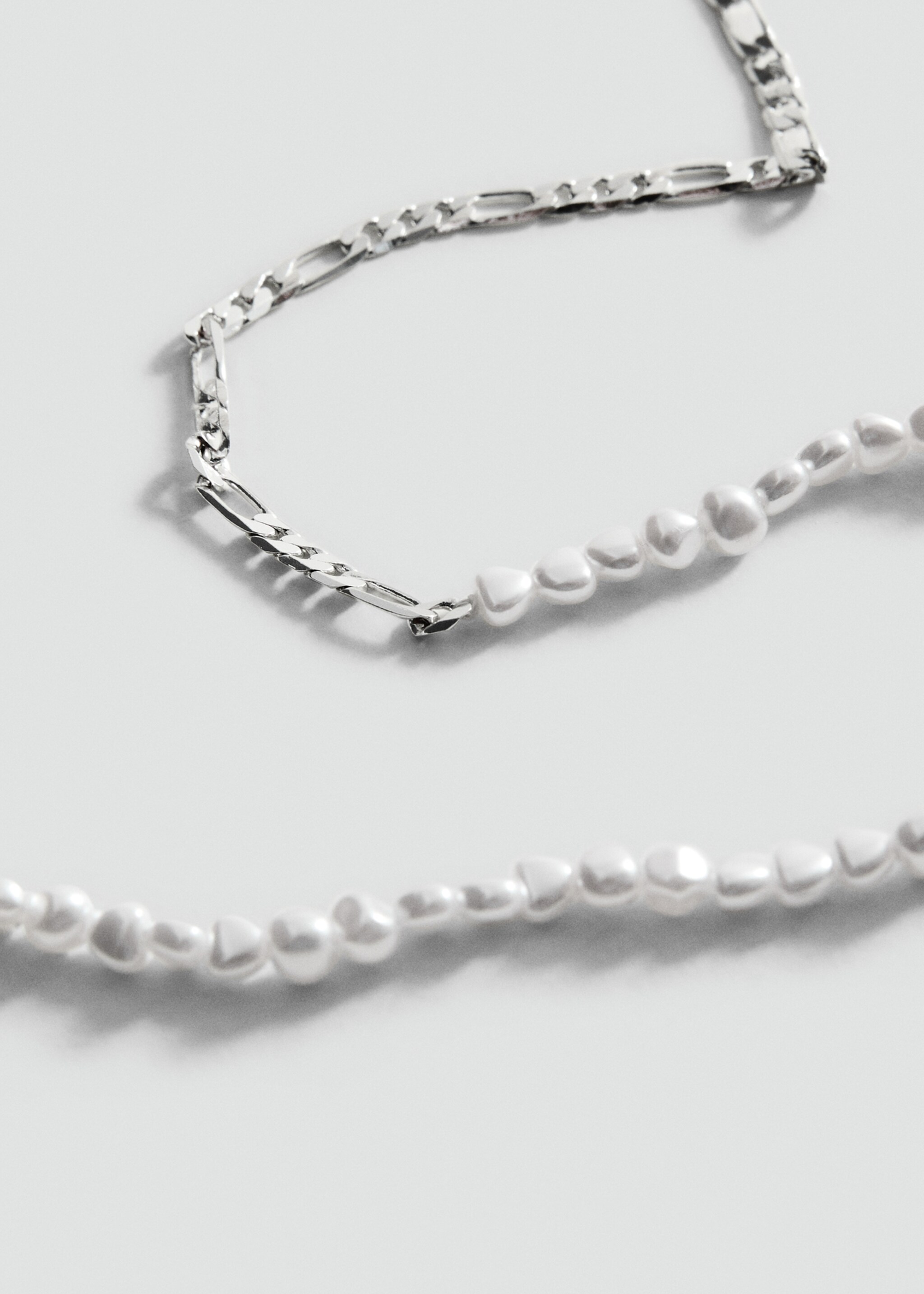 Double pearl chain necklace - Medium plane