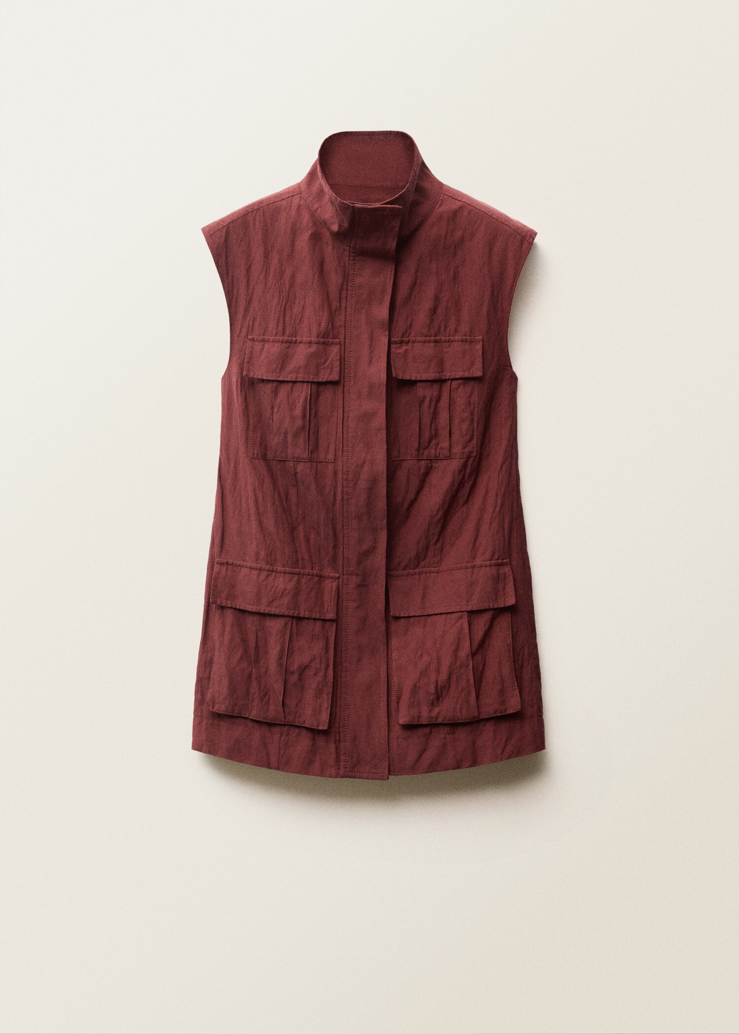 Creased-effect suit waistcoat with pockets - Article without model
