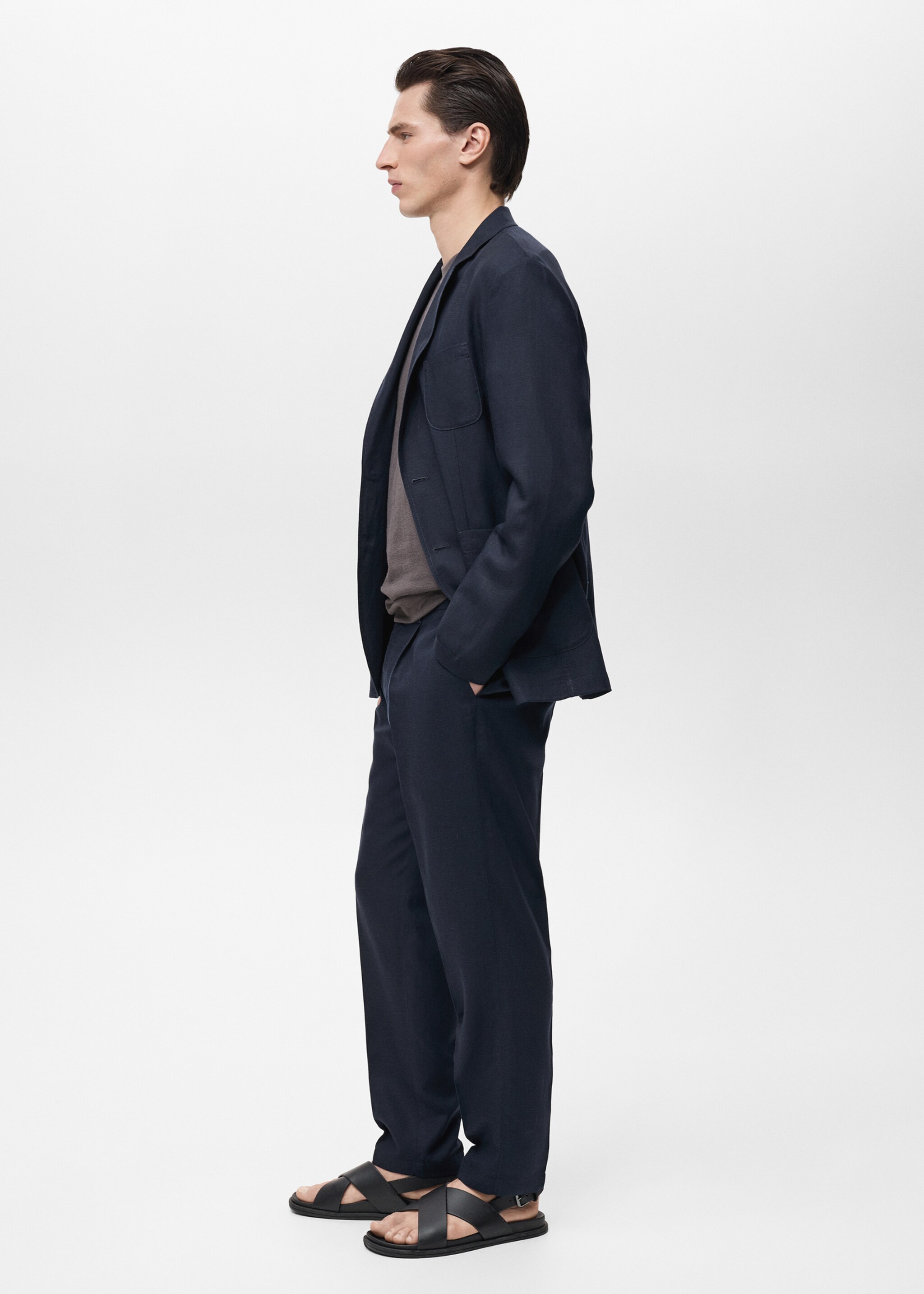 Slim fit linen suit blazer - Details of the article 2