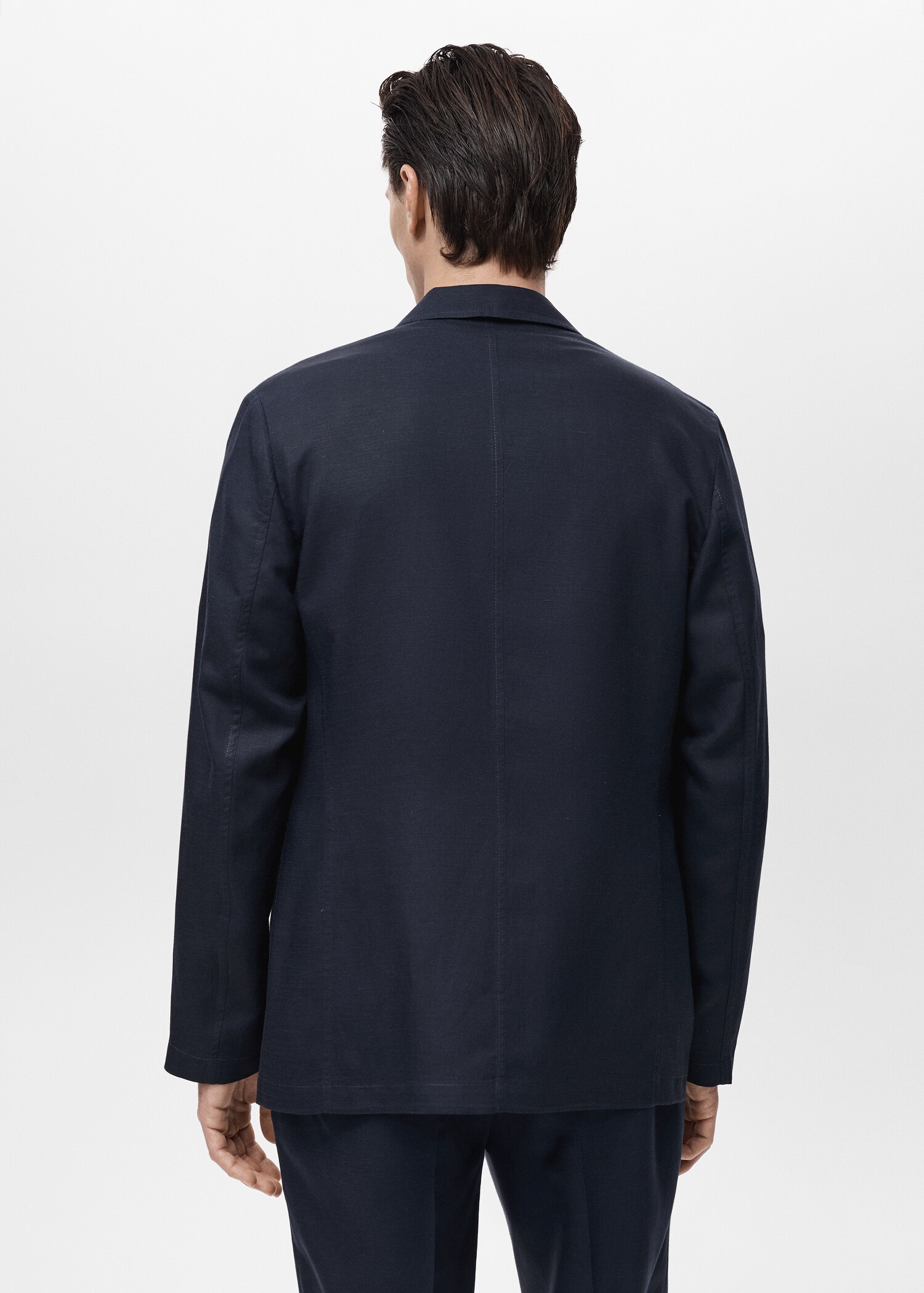 Slim-fit linen-blend suit blazer - Reverse of the article