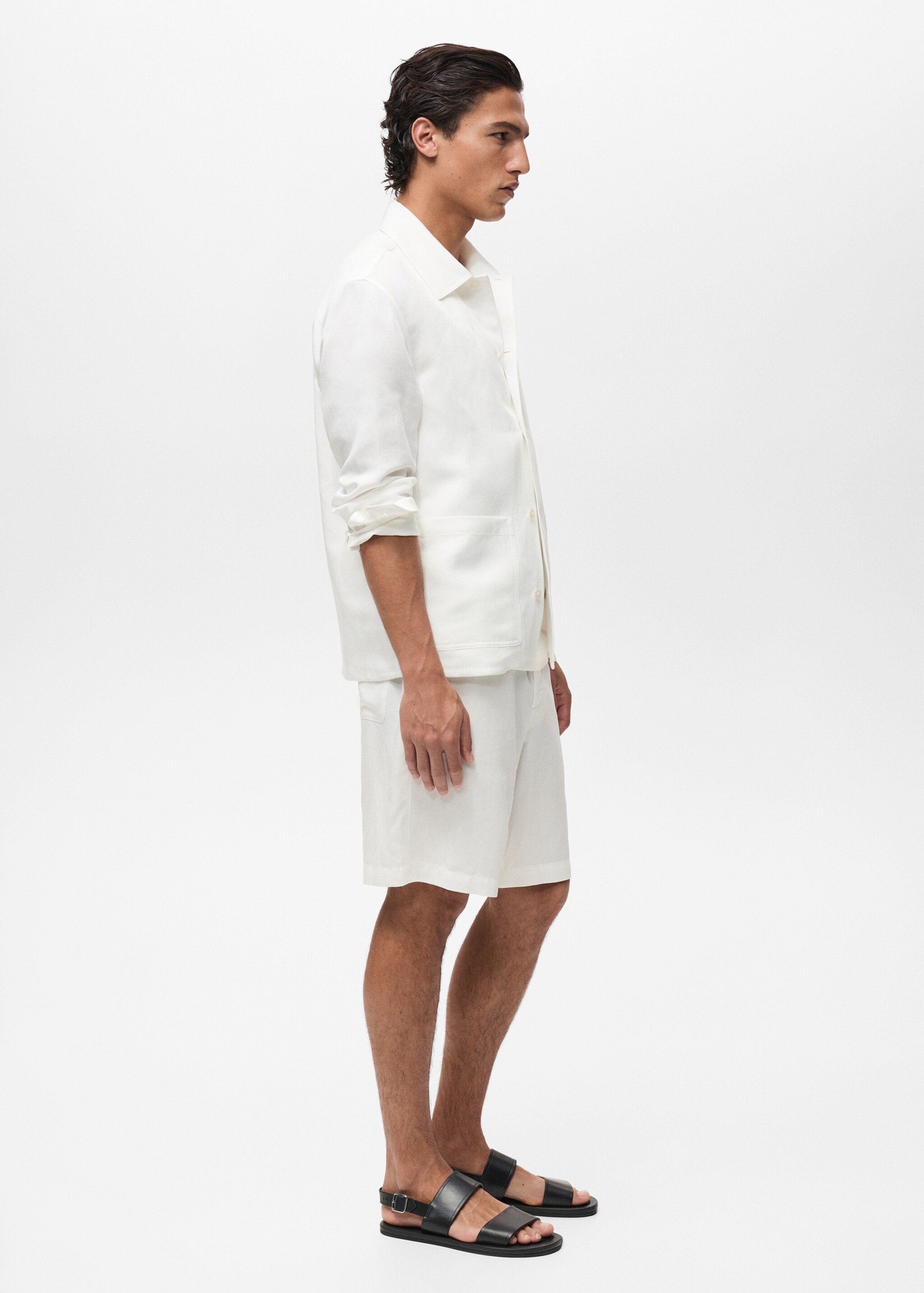 Linen-blend overshirt with pockets - Details of the article 2