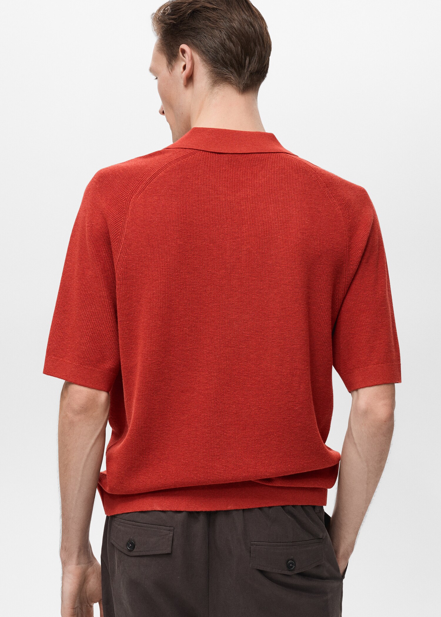 Structured knitted polo shirt - Reverse of the article
