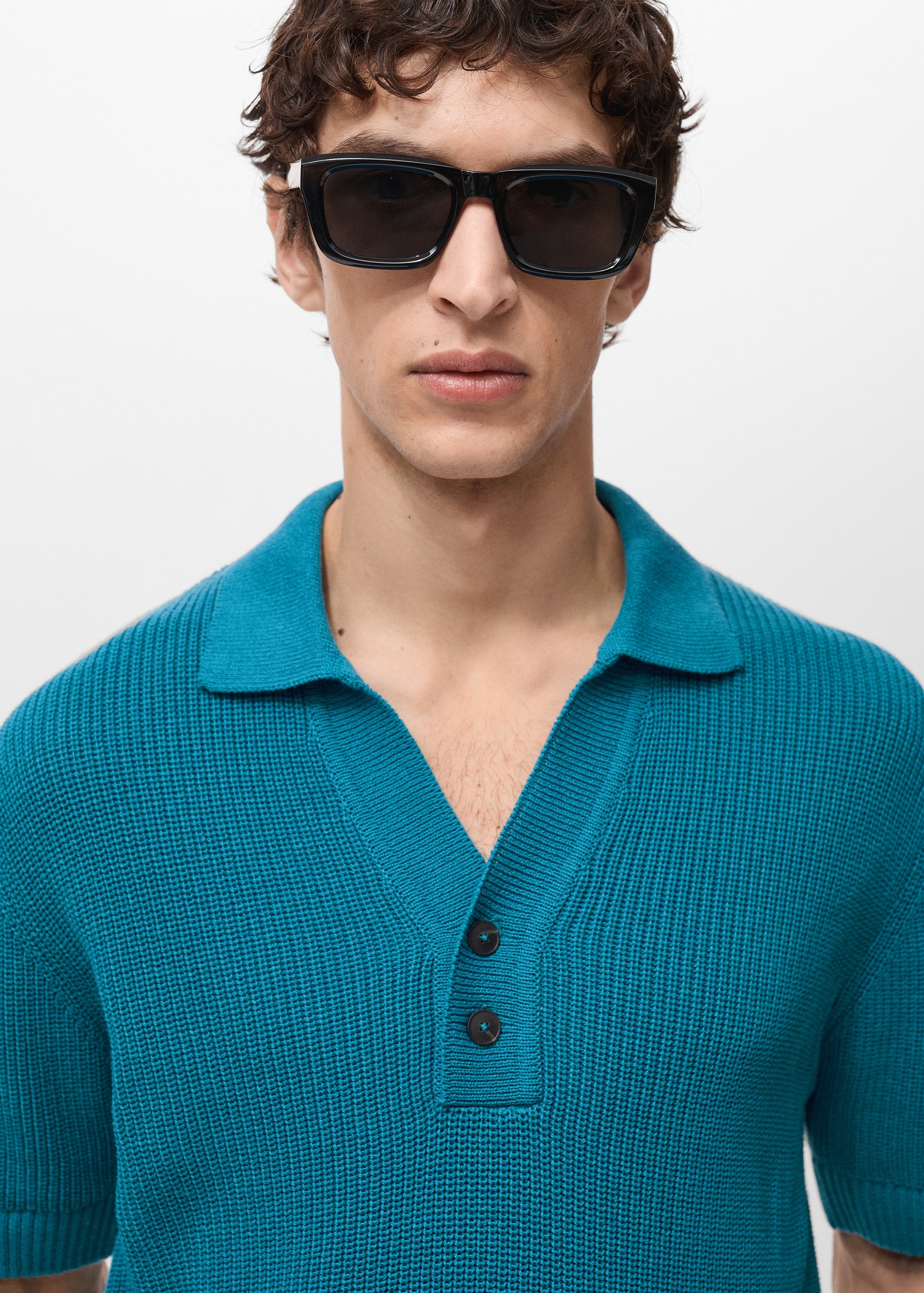 Pearl-knit polo shirt - Details of the article 1