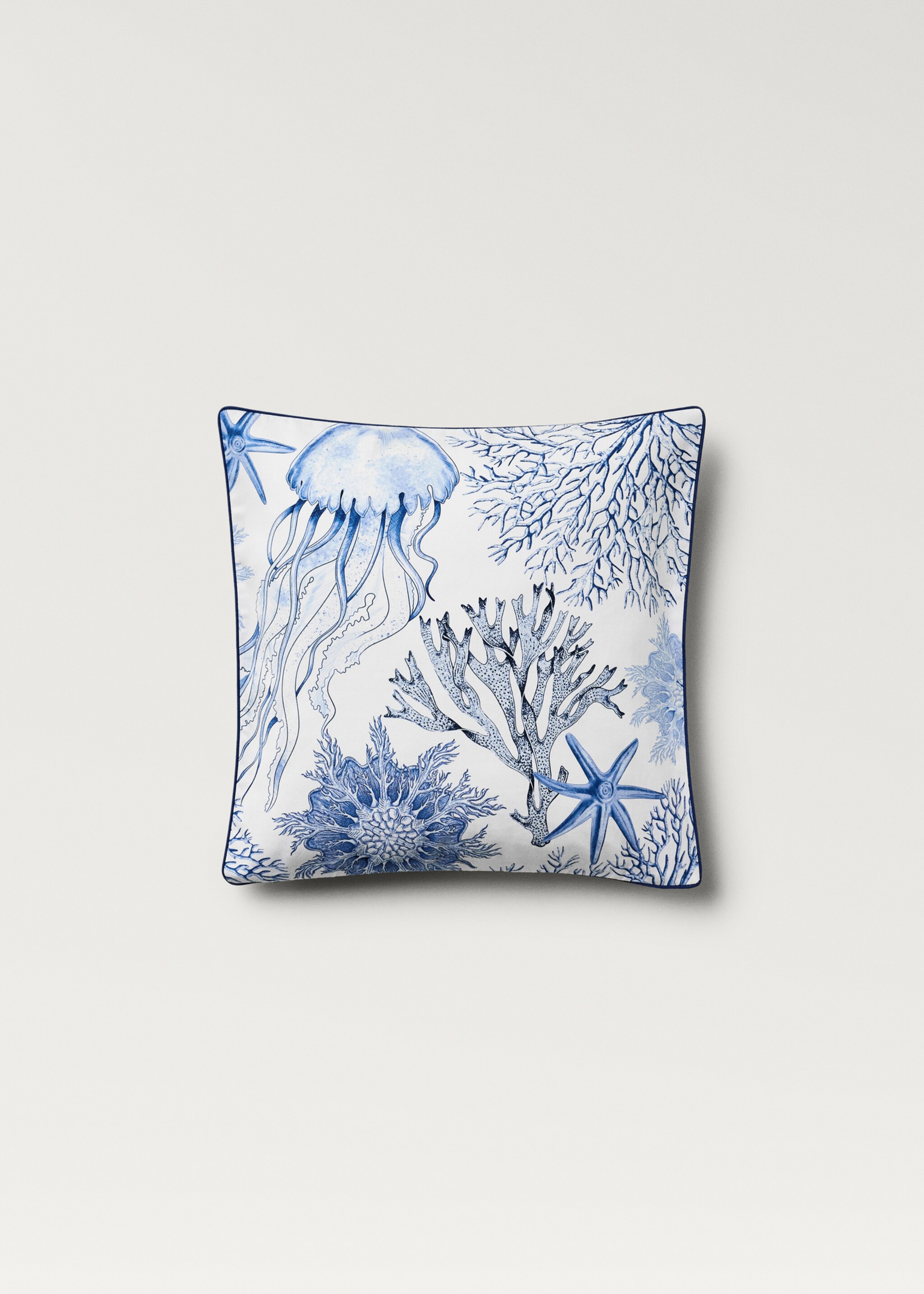 Reversible marine-print cushion cover 45x45 cm - Article without model