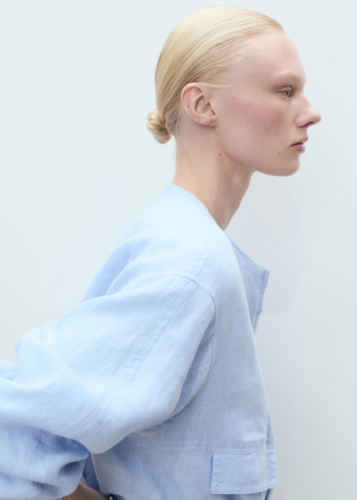 Veste courte en lin à poches Femme MANGO Niger - Main Image