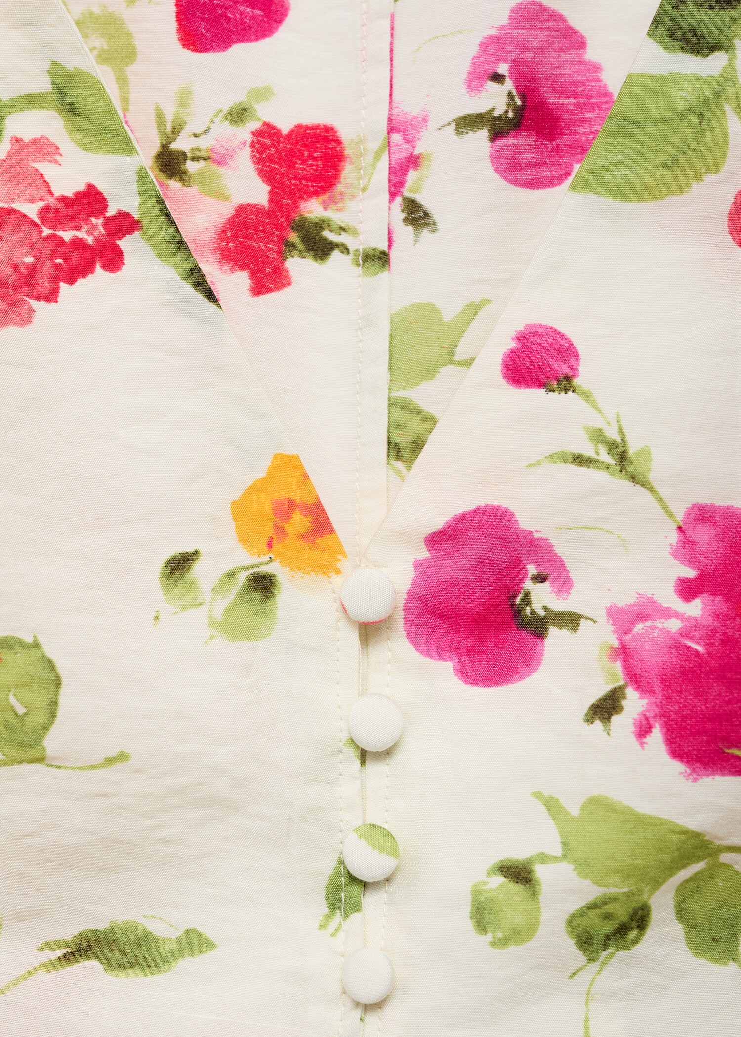 Figursydd bluse med blomster og knapper - Artikkeldetalj 8