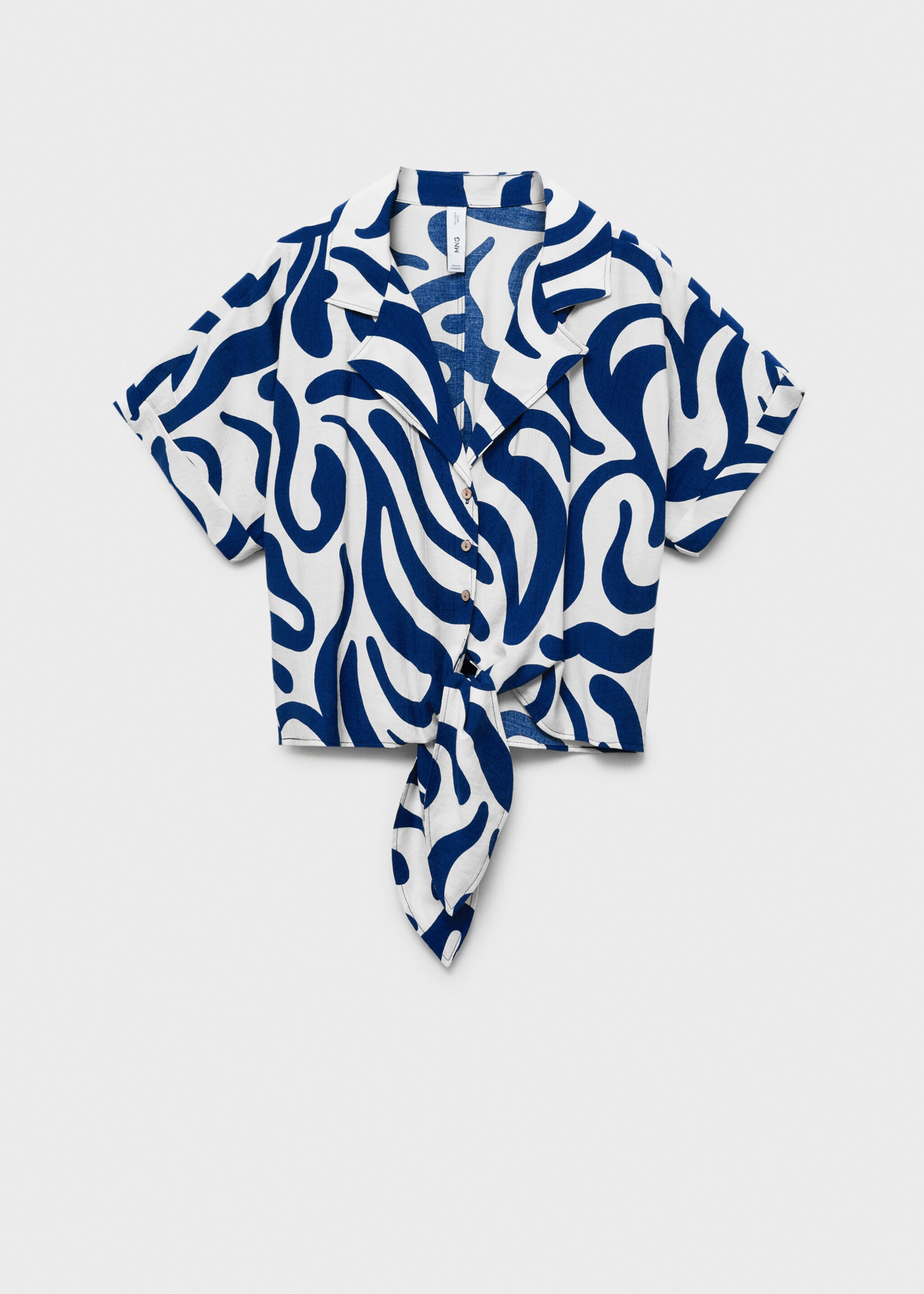 Printed crop shirt with knot detail - Article without model