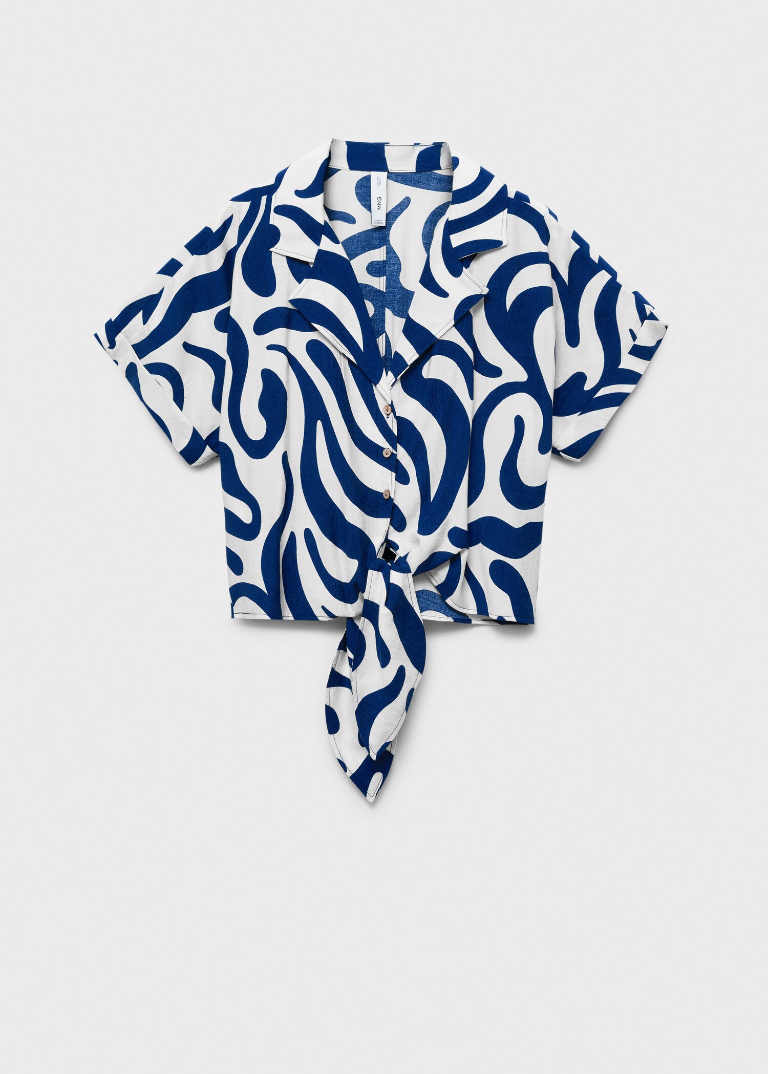 Printed crop shirt with knot detail - Article without model