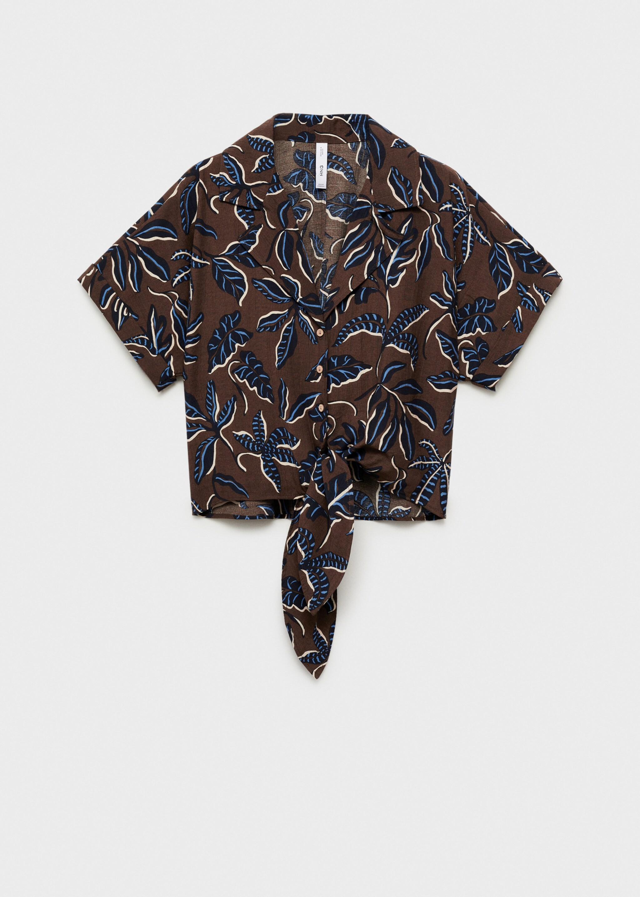 Printed crop shirt with knot detail - Article without model