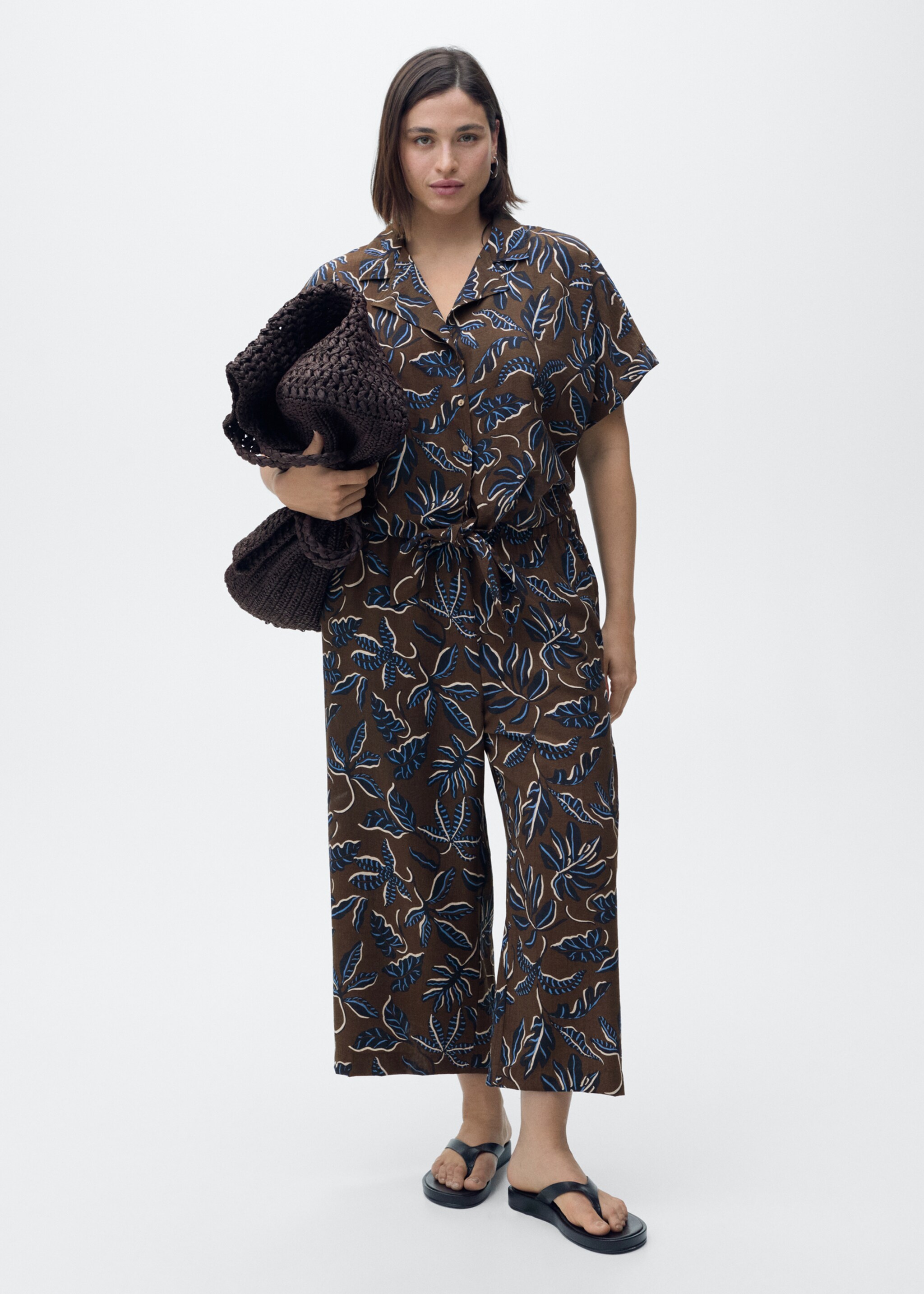 Printed crop shirt with knot detail - Details of the article 3