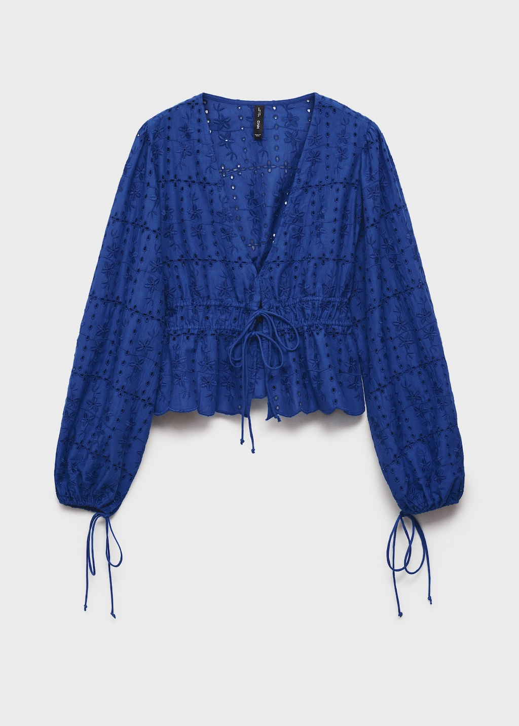 トップス bluelea Embroideryorgandy blouse English embroidery blouse with bows - Women | MANGO Canada