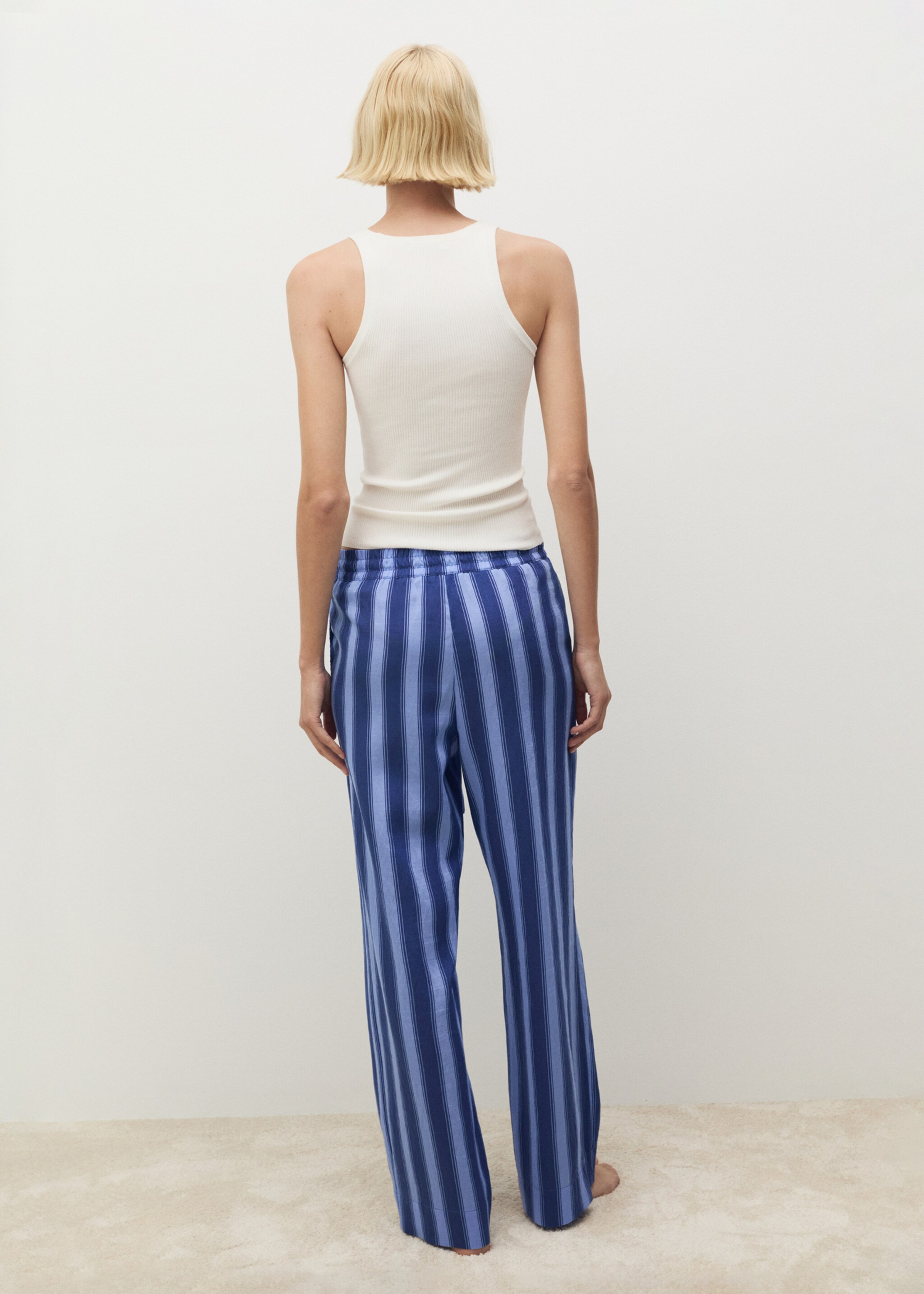 Pantaloni lyocell riga intessuta bicolore - Retro dell'articolo